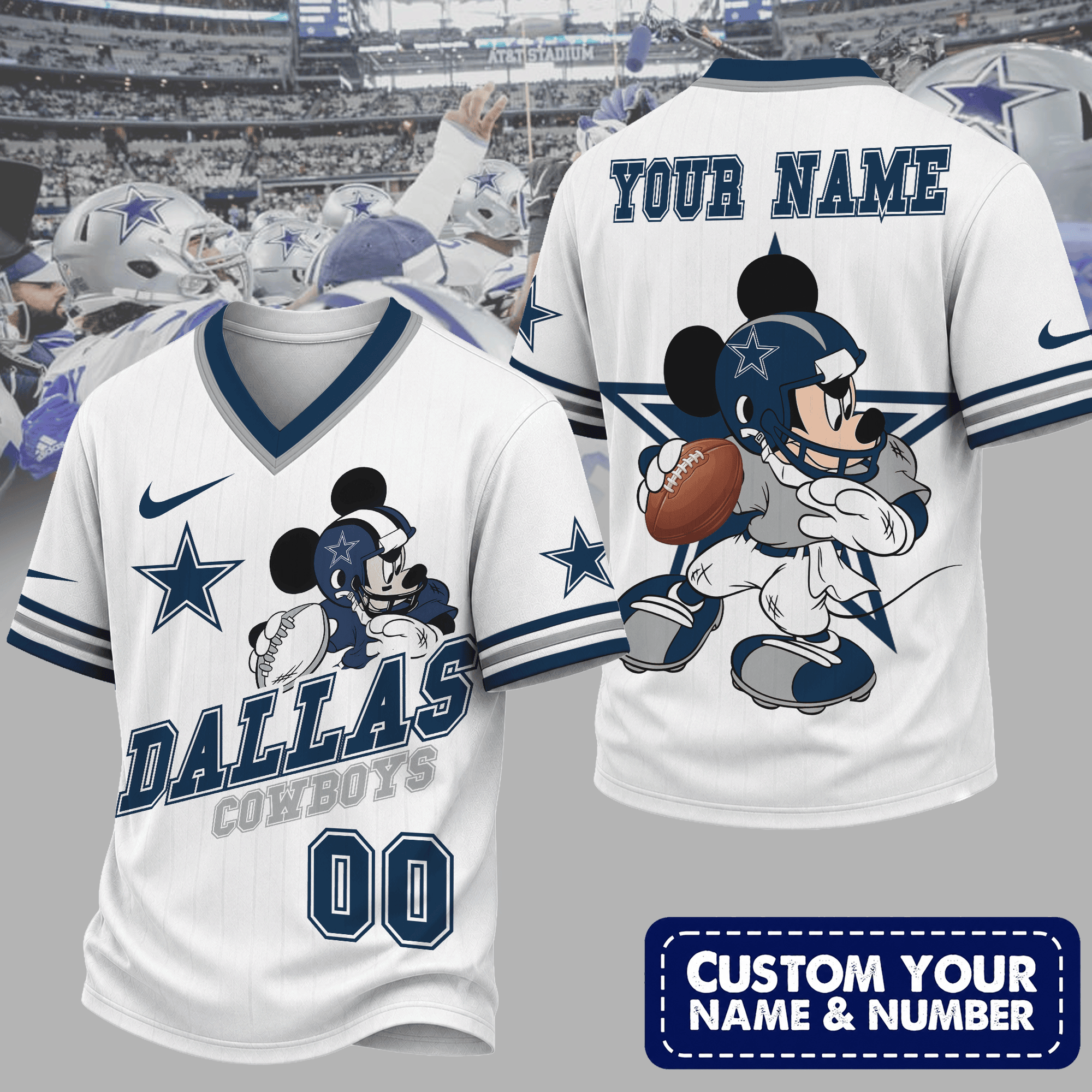 Dallas Cowboys | Premium NFL Mickey Quarterback V-Neck Jersey NTH1