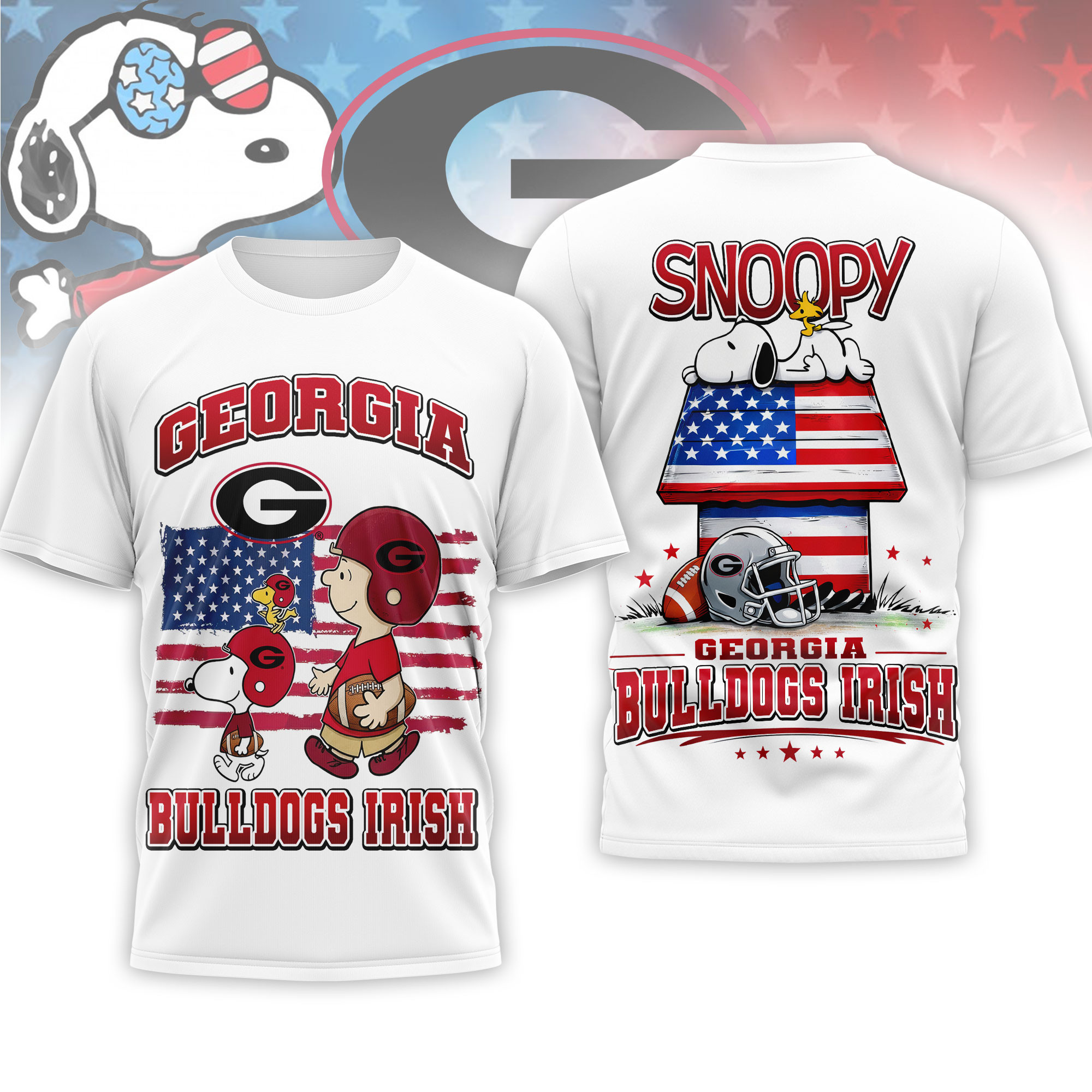 Georgia Bulldogs | Premium NCAA America 250 with Snoopy 3D Shirt NTH1