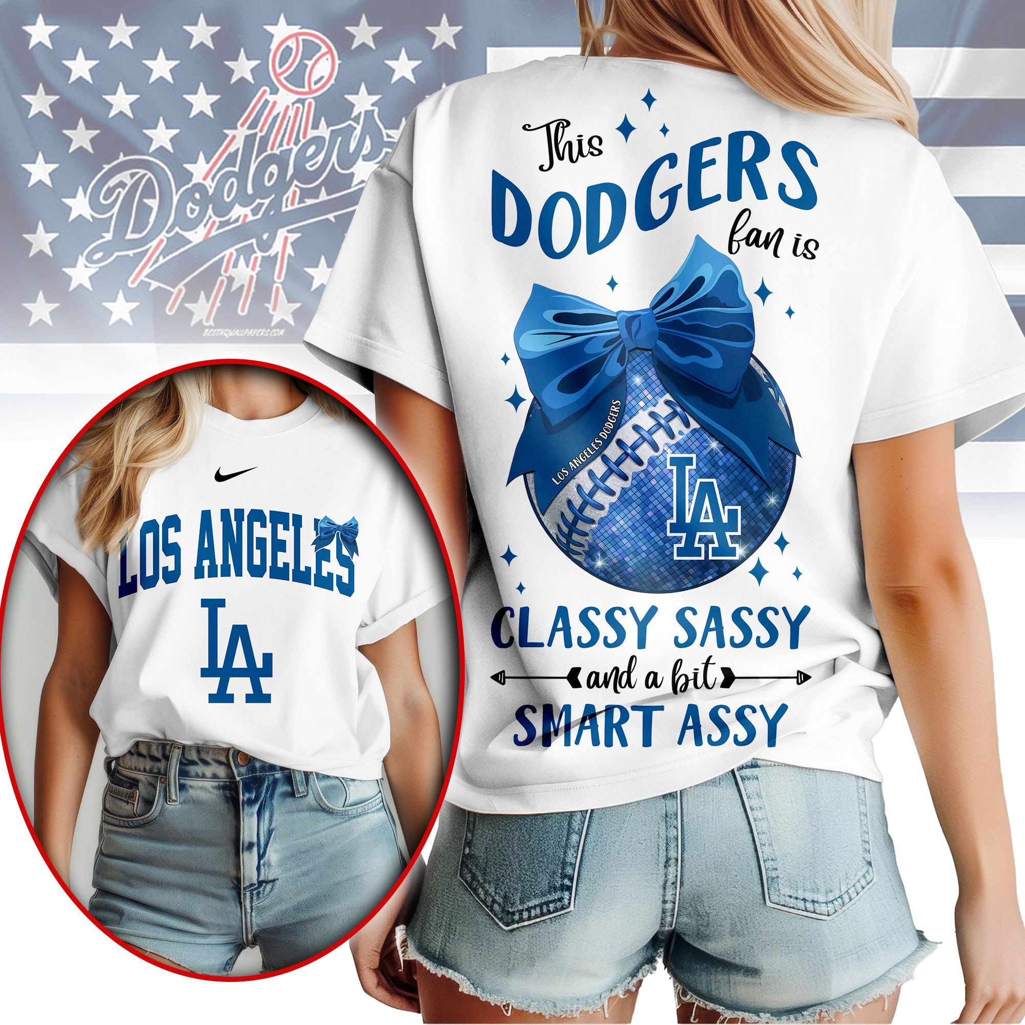 Los Angeles Dodgers | Premium MLB Girly Bow 3D Shirt NY