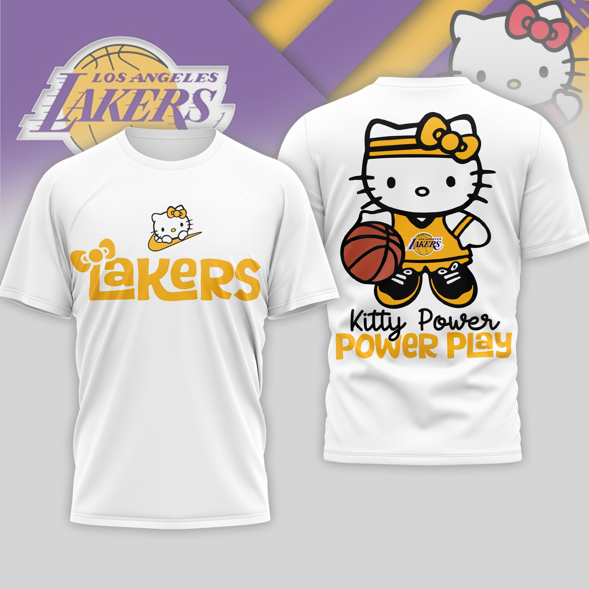 Los Angeles Lakers | Premium NBA Hello Kitty Power Play 3D Shirt NP
