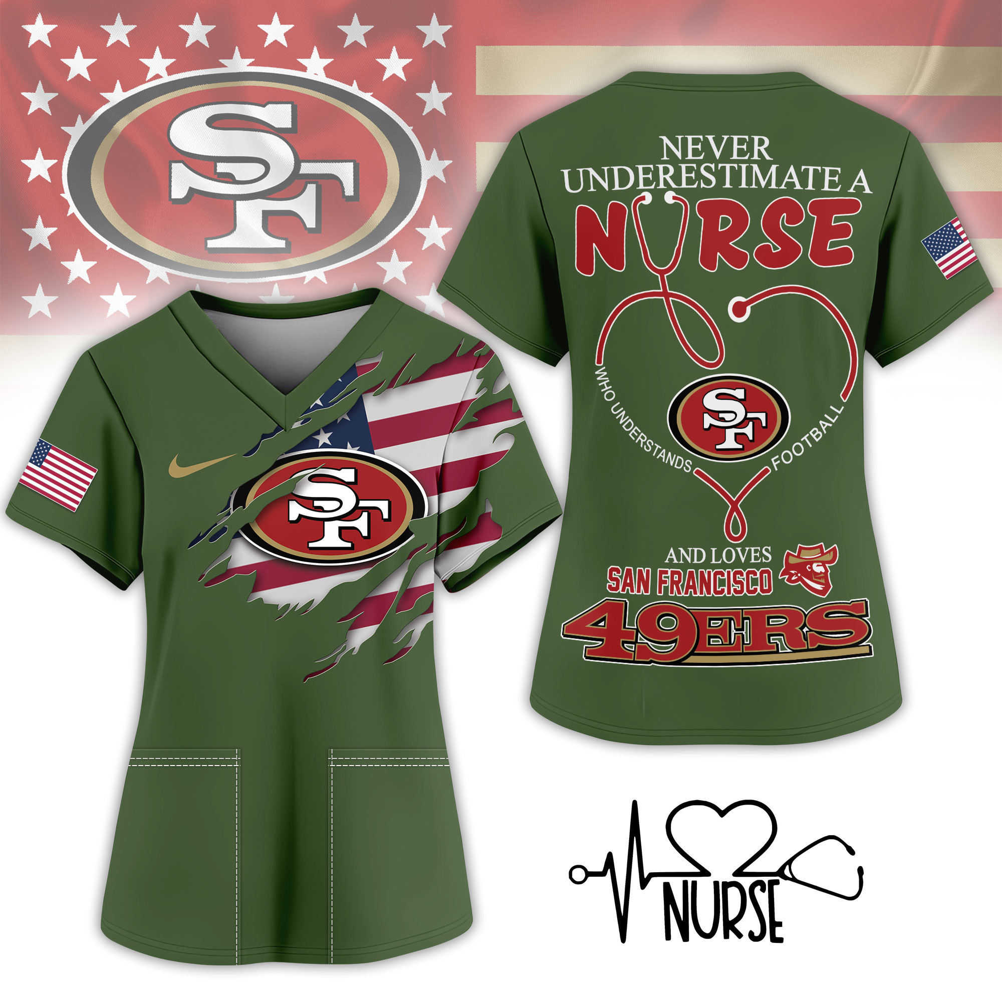San Francisco 49ers | Premium NFL Army Nurse 3D Shirt NY