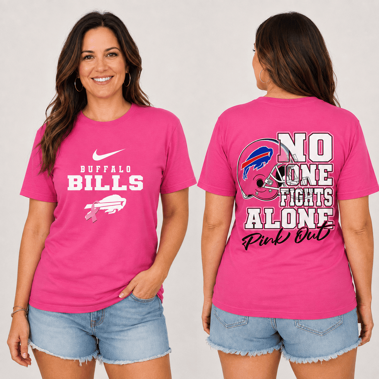 Buffalo Bills | Premium NFL No One Fight Alone Pink Out T-Shirt TD