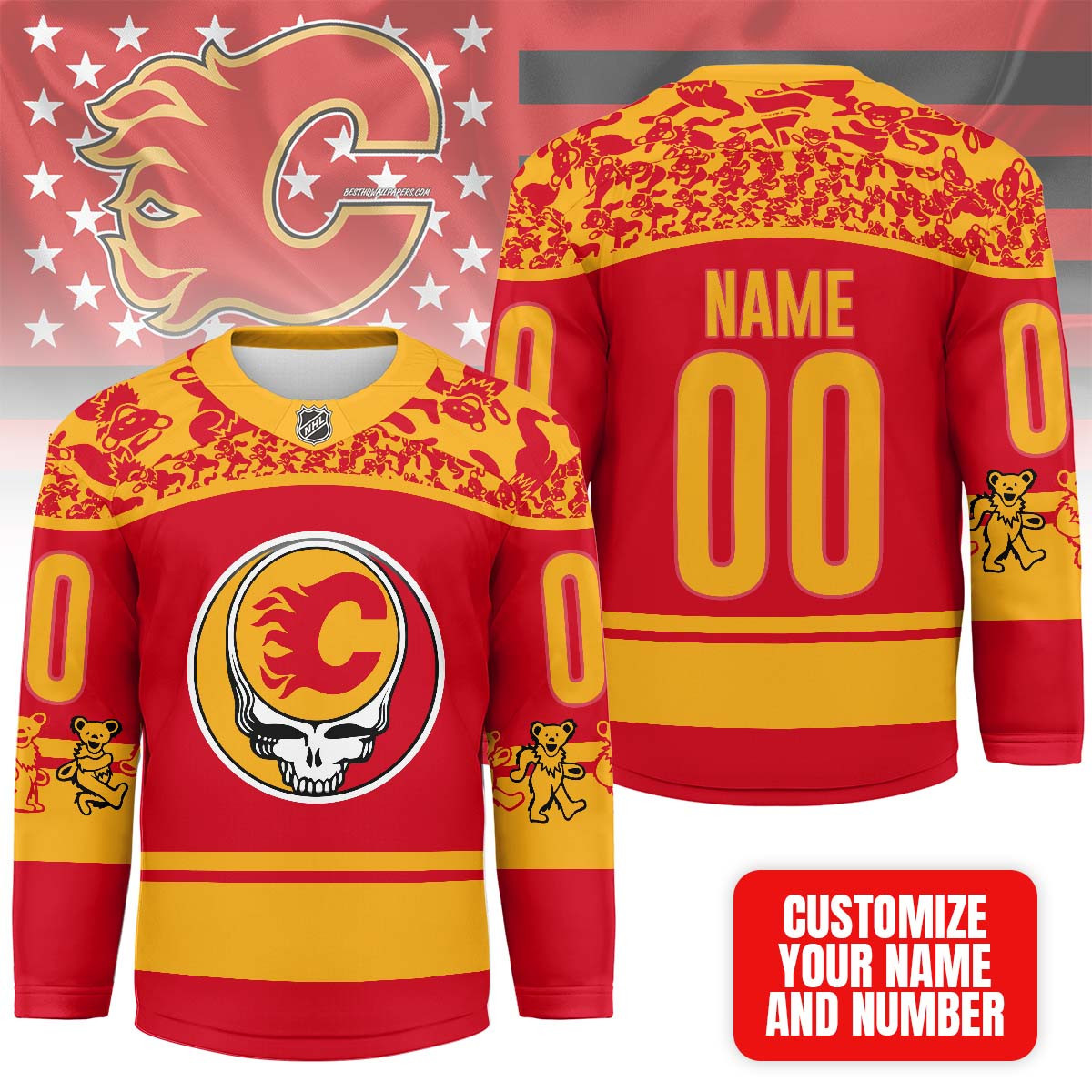 Calgary Flames | Premium NHL X Grateful Dead Hockey Jersey NP