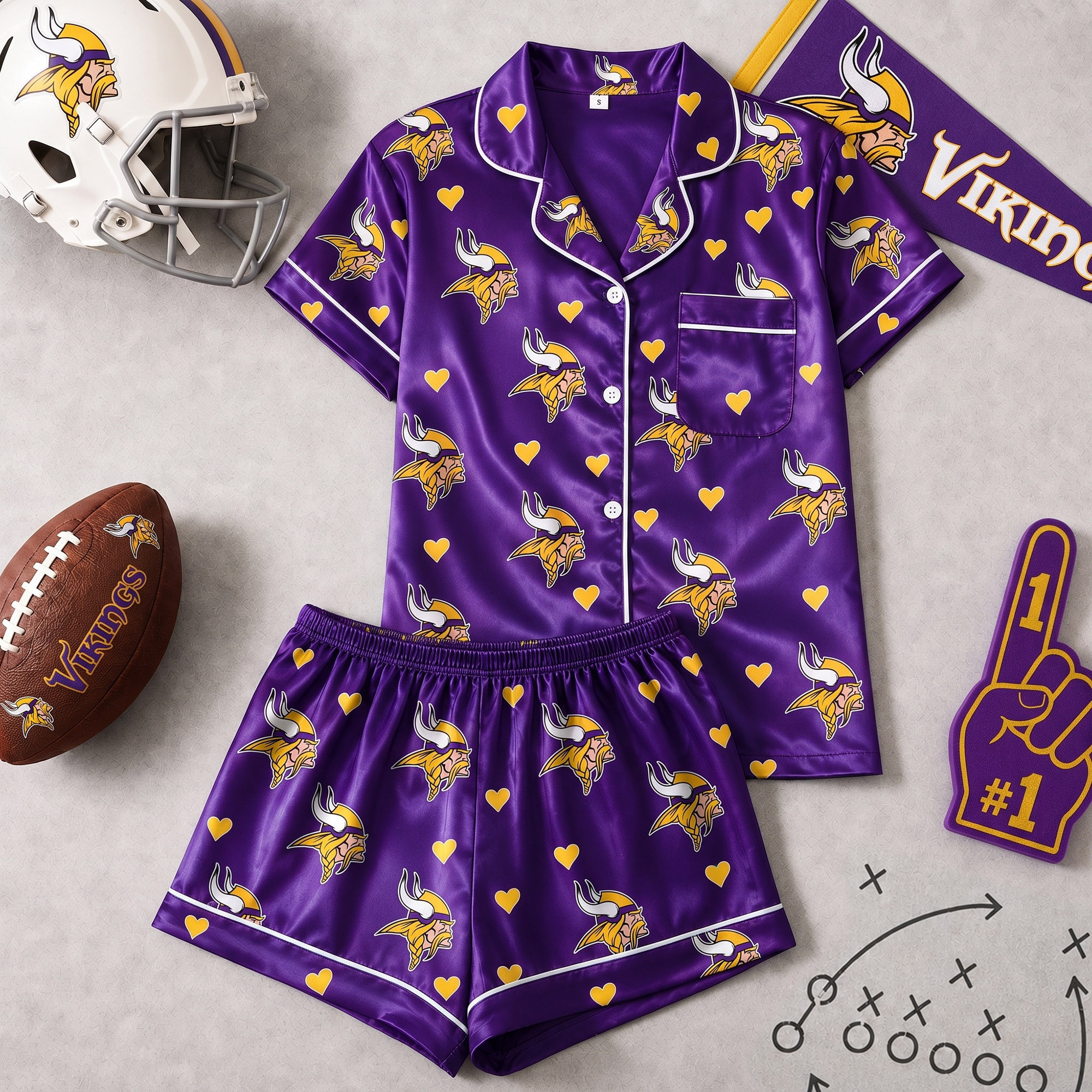 Minnesota Vikings | Premium NFL Love Satin Pajamas Set NY