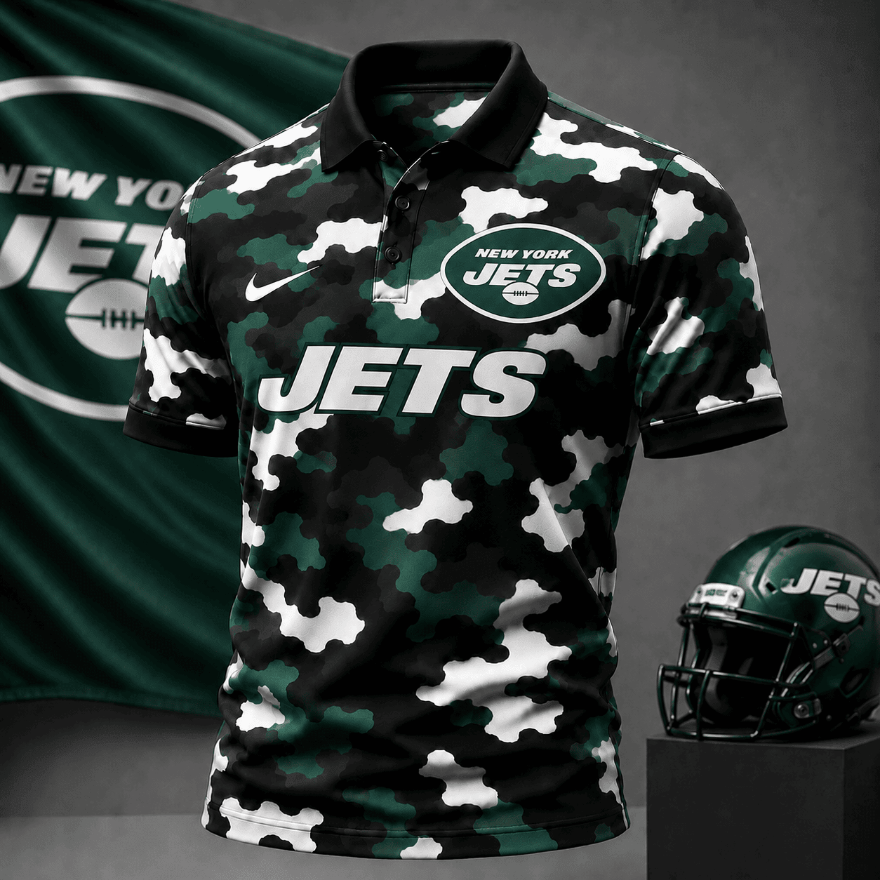 New York Jets| Premium NFL Camo Polo Shirt NY