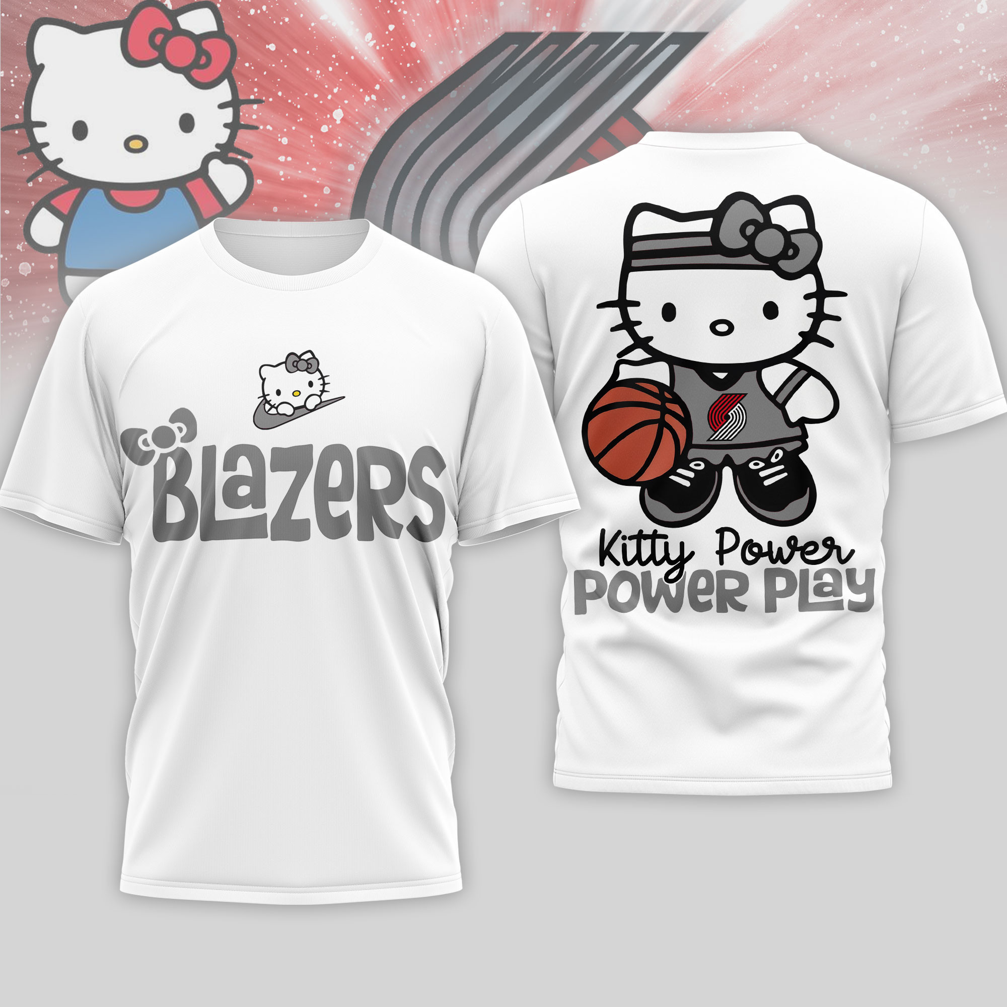 Portland Trail Blazers | Premium NBA Hello Kitty Power Play 3D Shirt NP