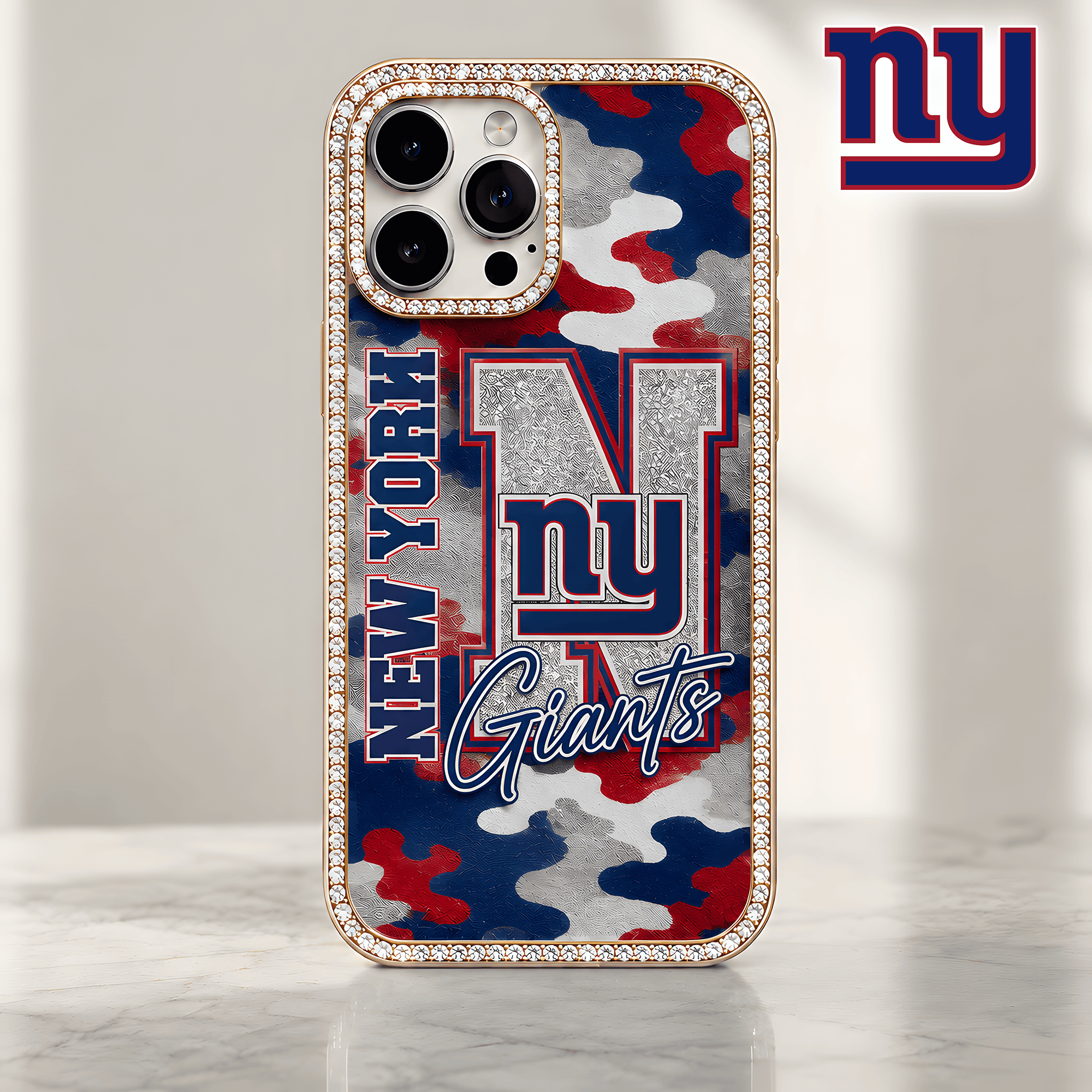 New York Giants | Premium NFL Team Camo Bling Luxury Phone Case NTH1