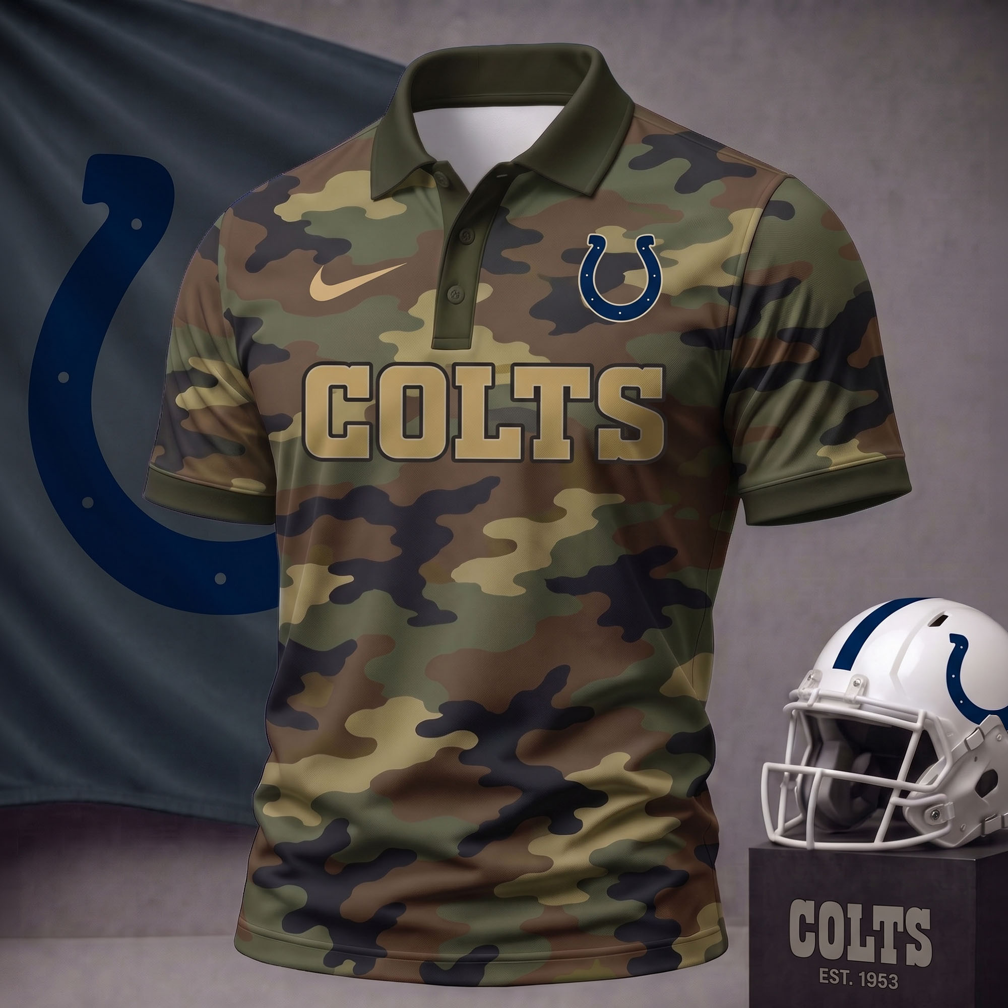 Indianapolis Colts | Premium NFL Us.Army Camo Polo Shirt NY