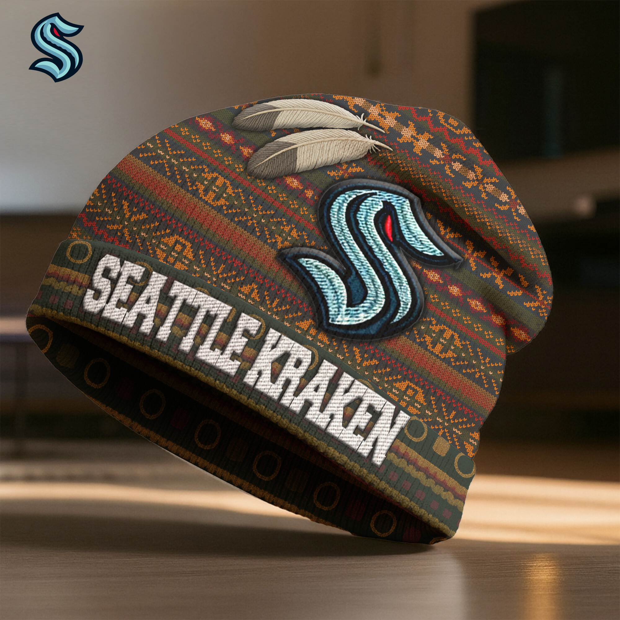 Seattle Kraken | Premium NHL Feathered Beanie Hat HY