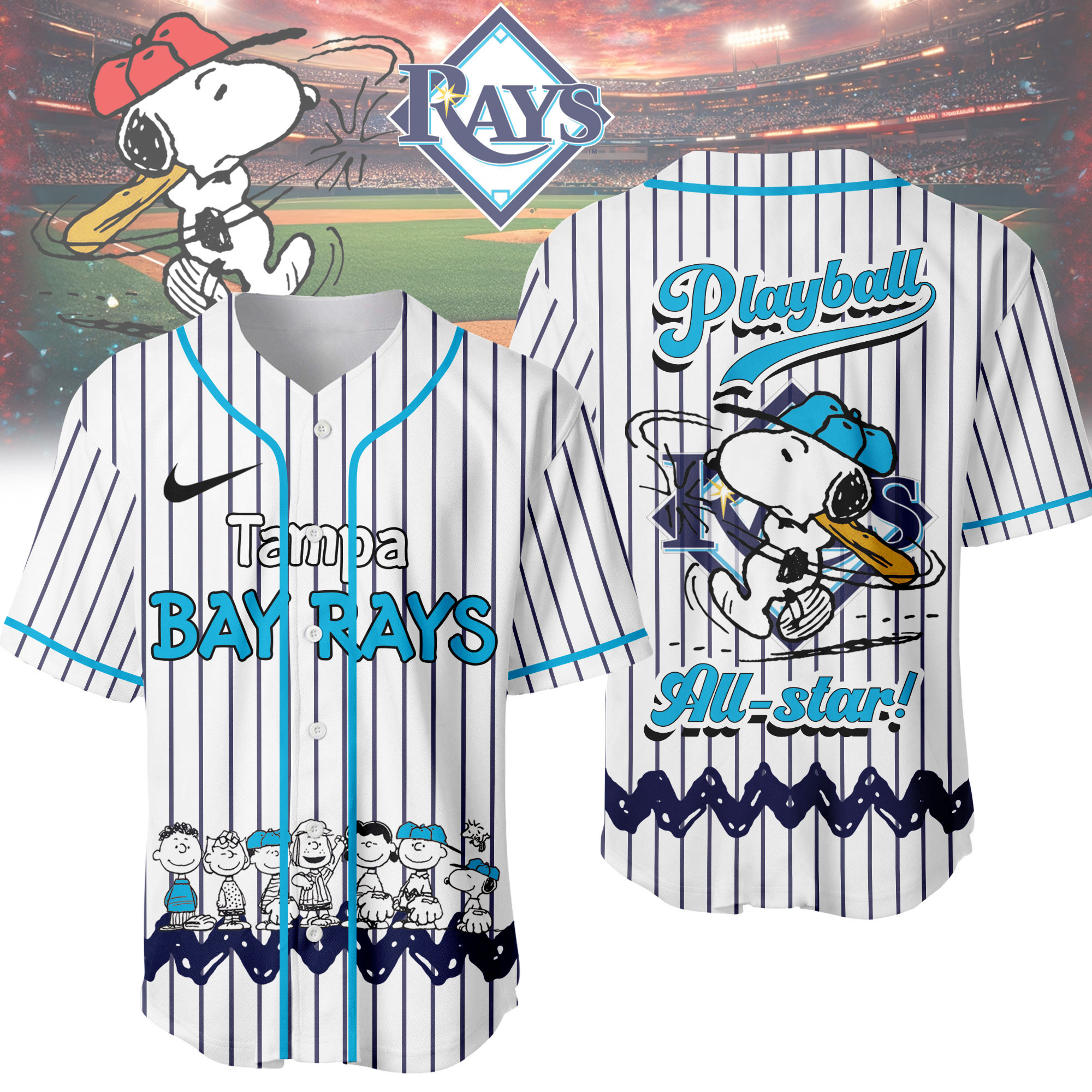 Tampa Bay Rays | Premium MLB Snoopy Playball Jersey HY