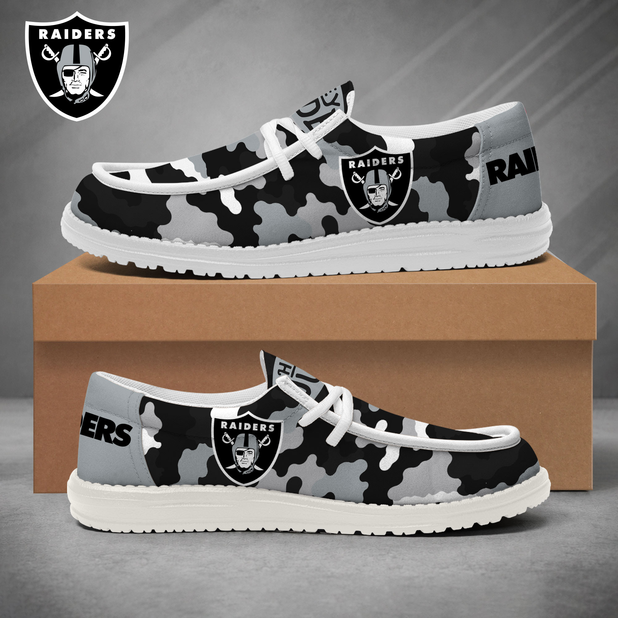 Las Vegas Raiders | Premium NFL Game Day Camo Loafer Shoes NY