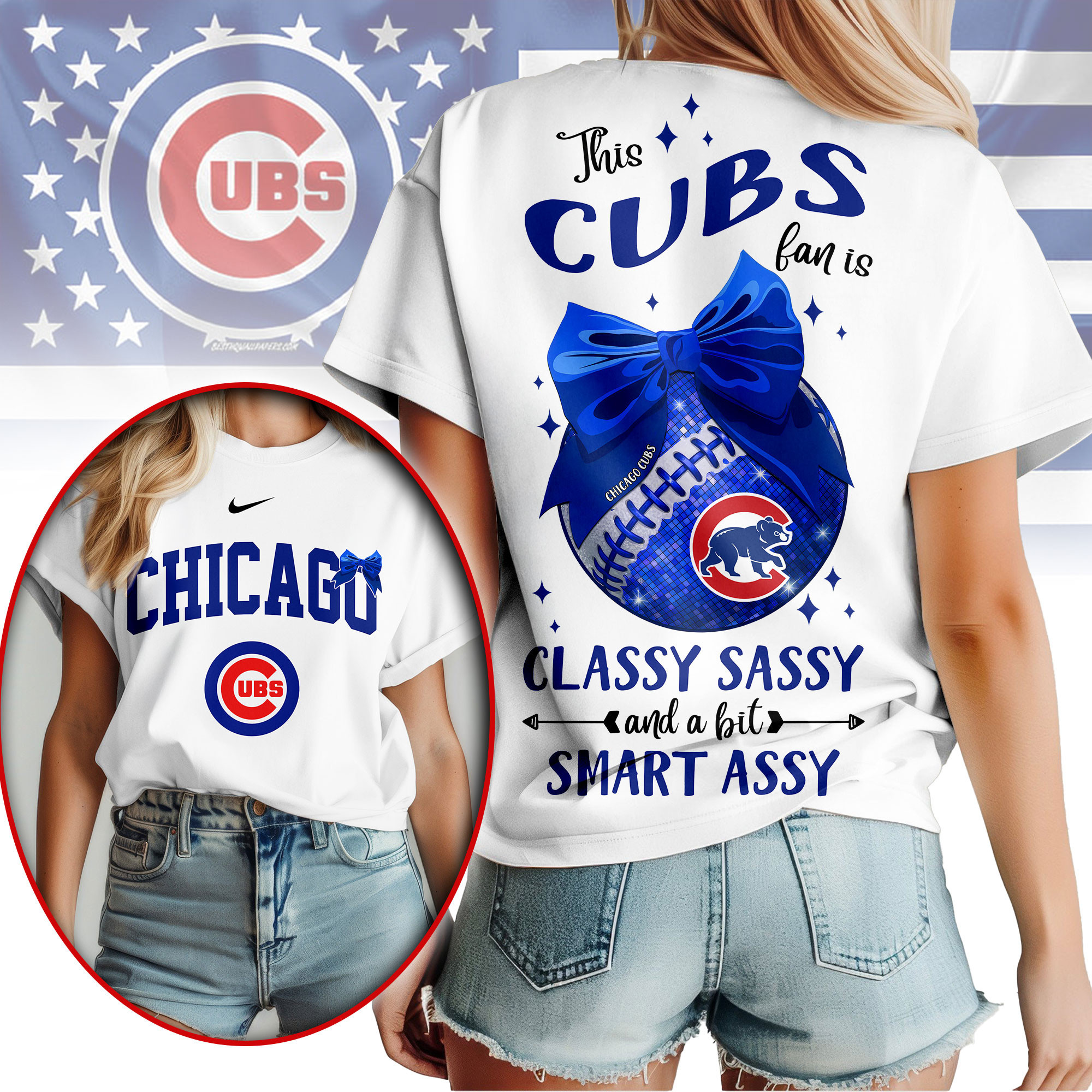 Chicago Cubs | Premium MLB Girly Bow 3D Shirt NY
