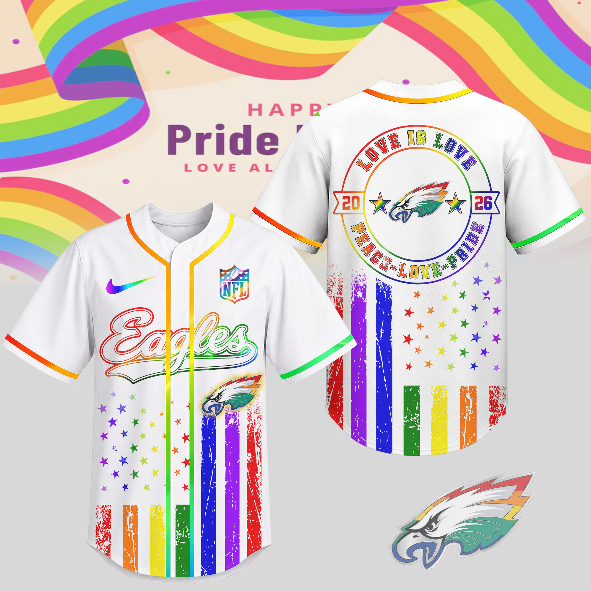 Philadelphia Eagles | Premium NFL Pride Love Limited Edition Jersey NTH1