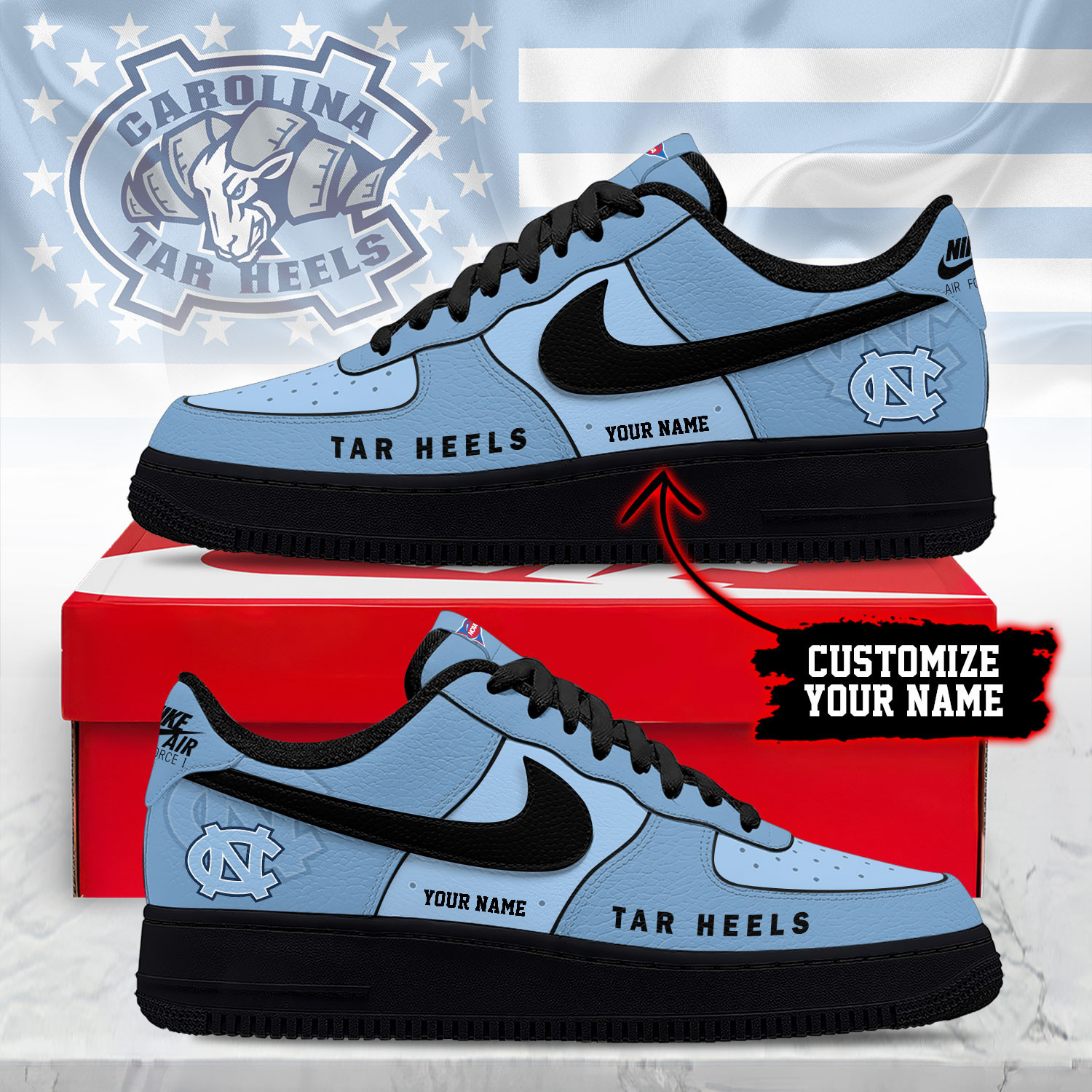 North Carolina Tar Heels | Premium NCAA Custom AF1 Shoes NY