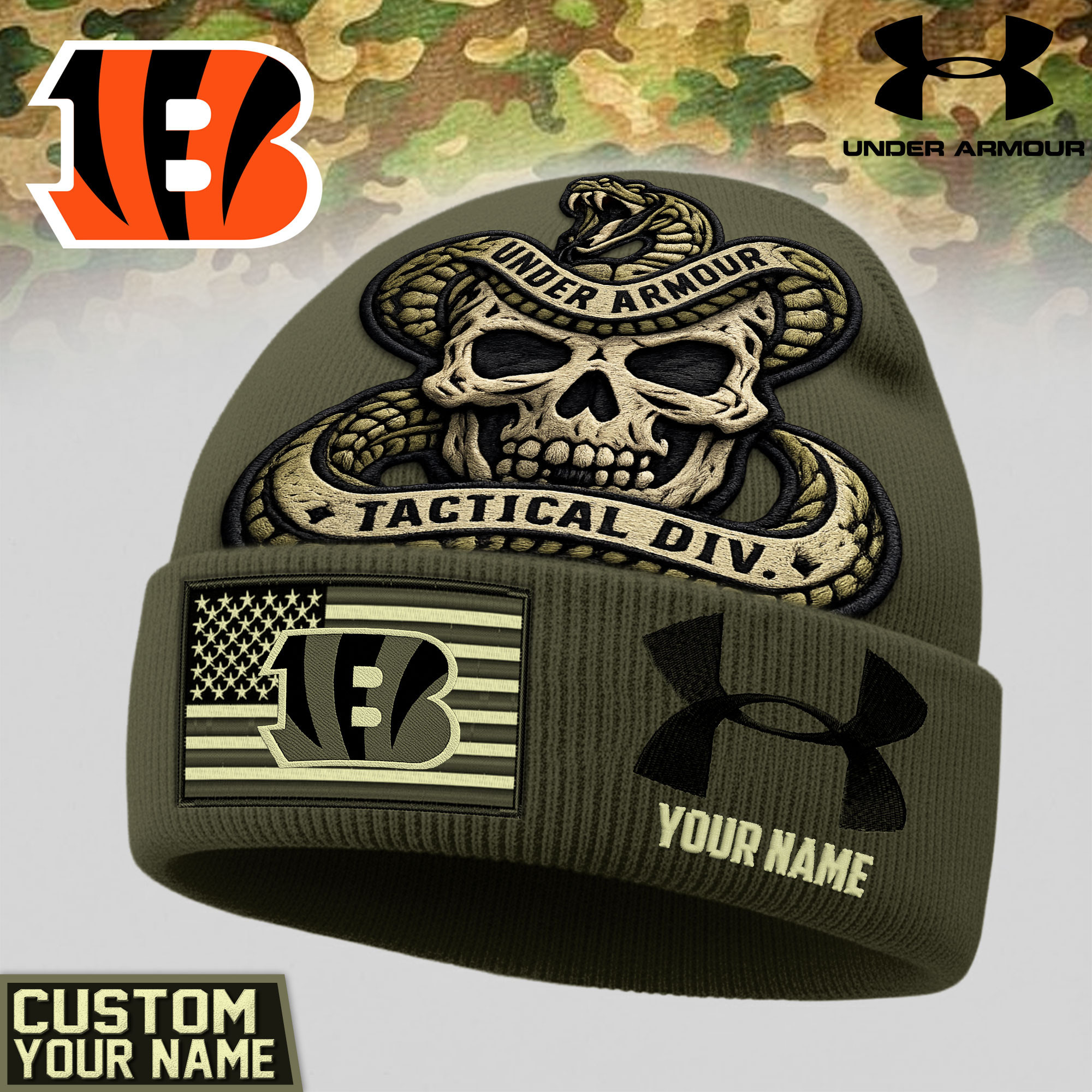 Cincinnati Bengals | Premium NFL Tactical DIV Under Armour Beanie Hat TD