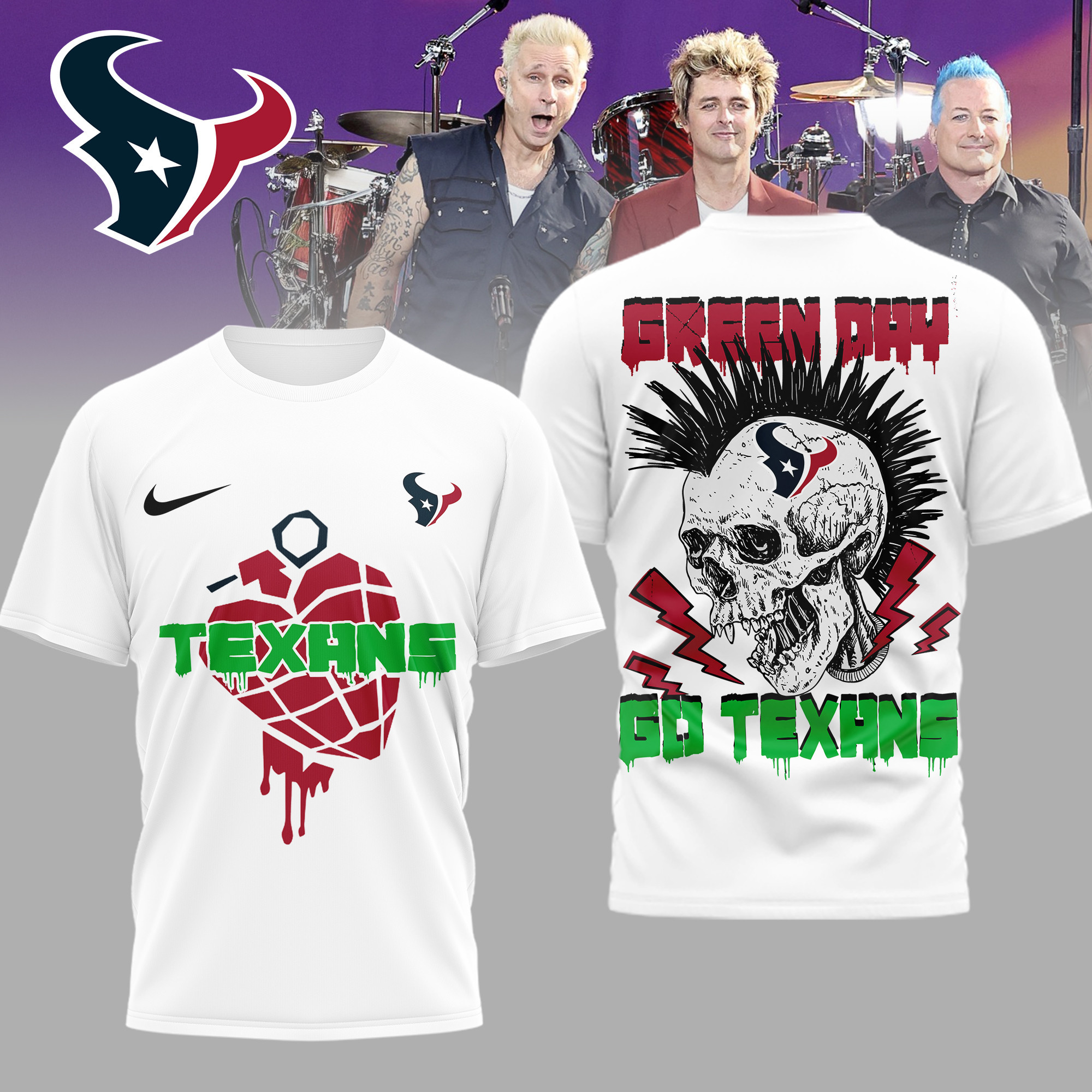 Houston Texans | Premium NFL Green Day Football 3D Shirt