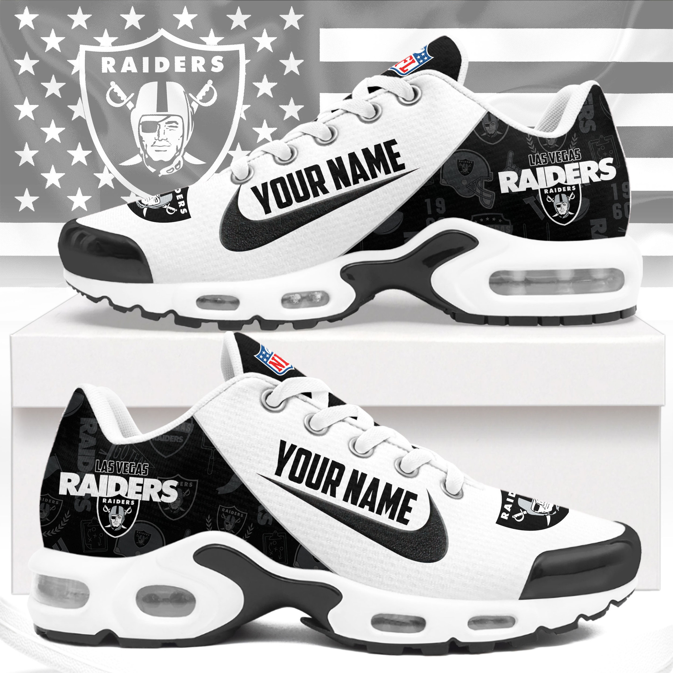Las Vegas Raiders | Premium NFL Custom Name Running Air Max Shoes NTH1