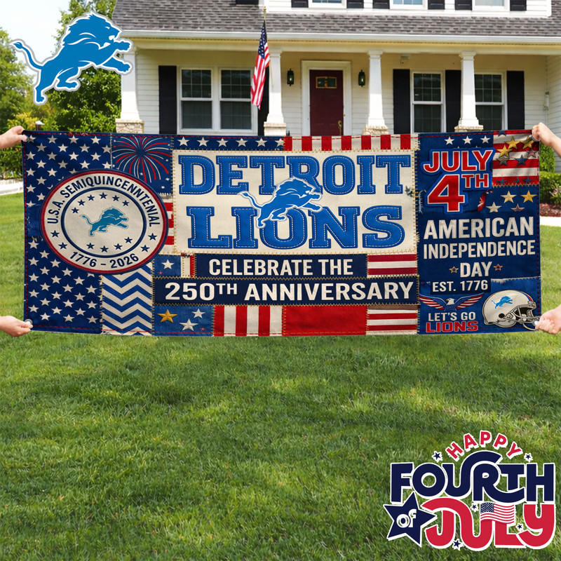 Detroit Lions | Premium NFL Patchwork America 250 Fabric Banner HY