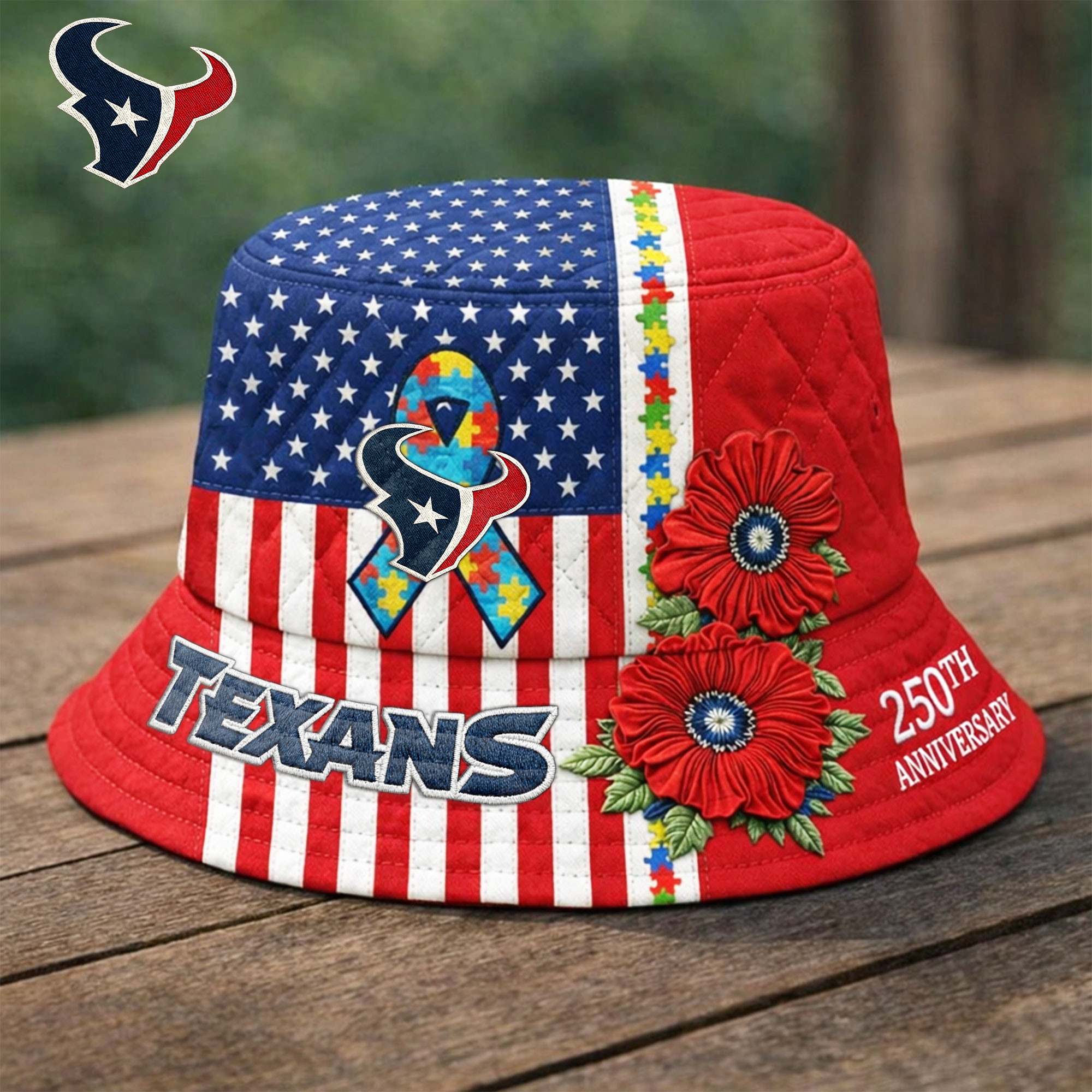 Houston Texans | Premium NFL Autism 250th Anniversary Bucket Hat TD