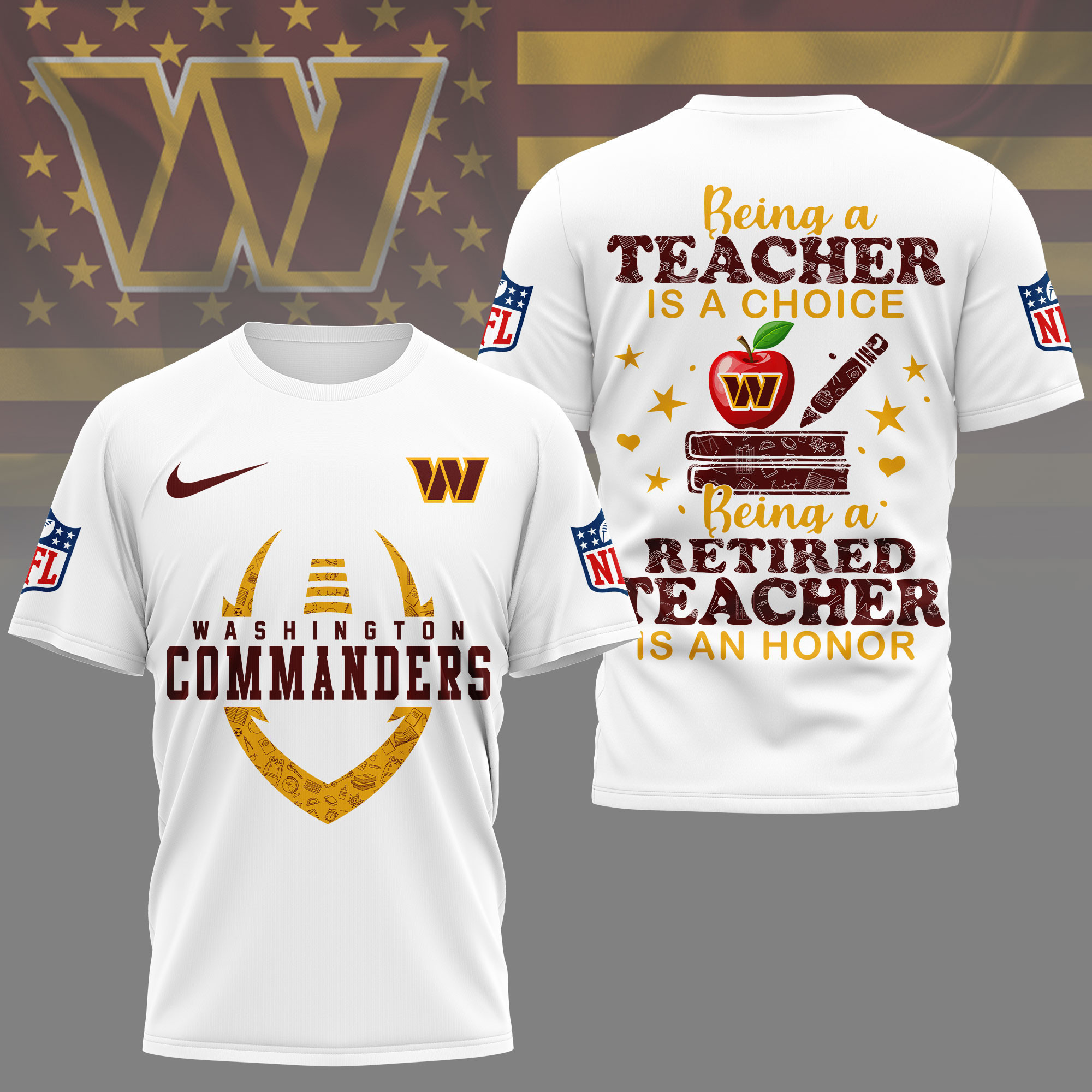 Washington Commanders | Premium NFL Teacher Honor 3D Shirt NY