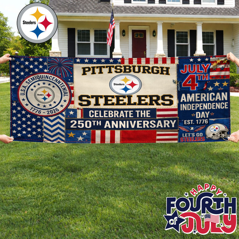 Pittsburgh Steelers | Premium NFL Patchwork America 250 Fabric Banner HY