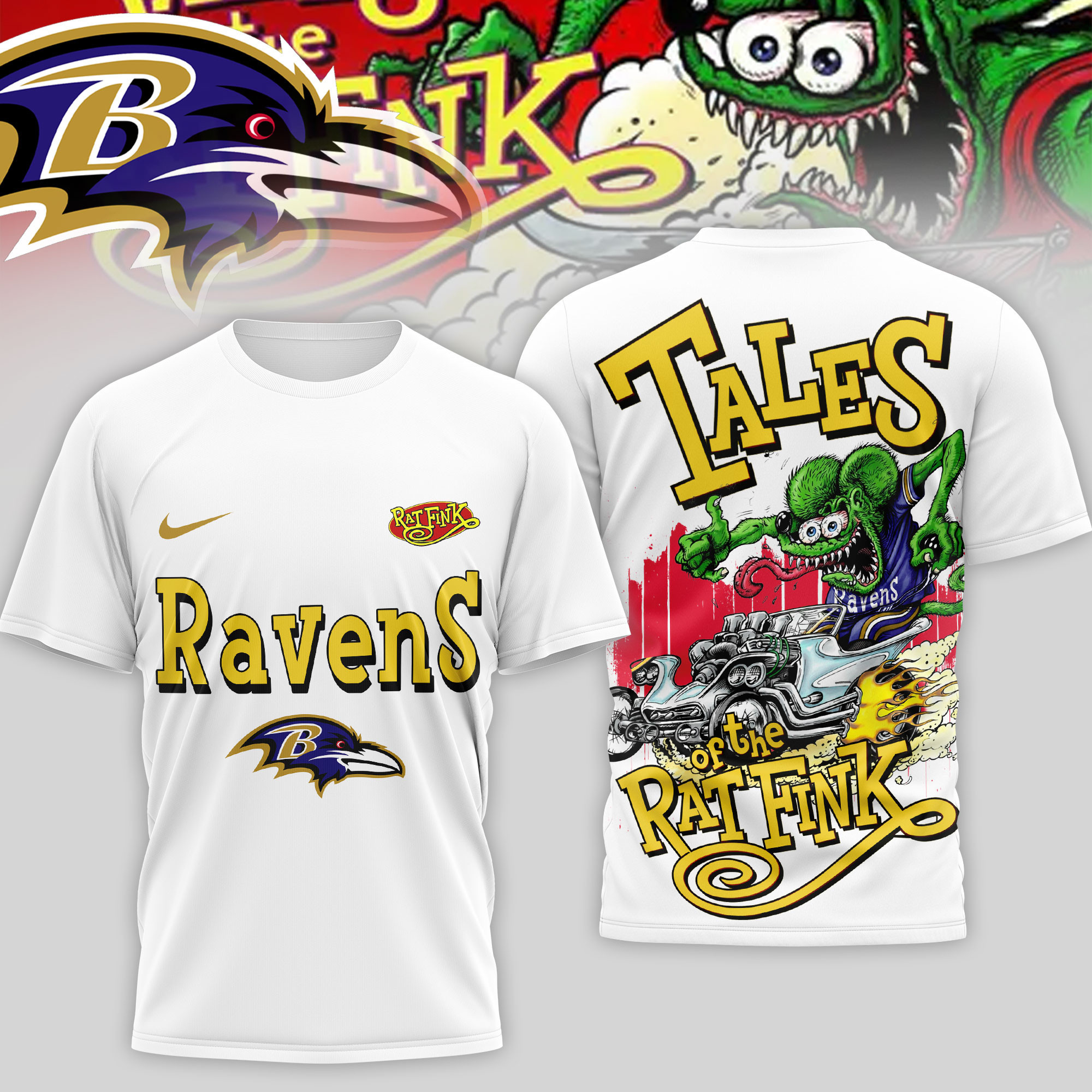 Baltimore Ravens | Premium NFL Rat Fink 3D Shirt TD