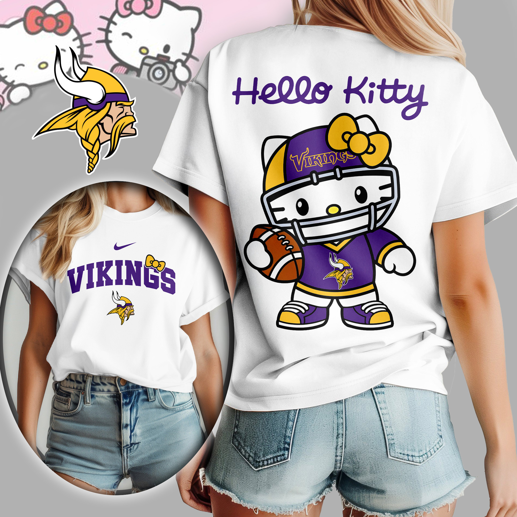 Minnesota Vikings | Premium NFL Hello Kitty Women's Shirt TD