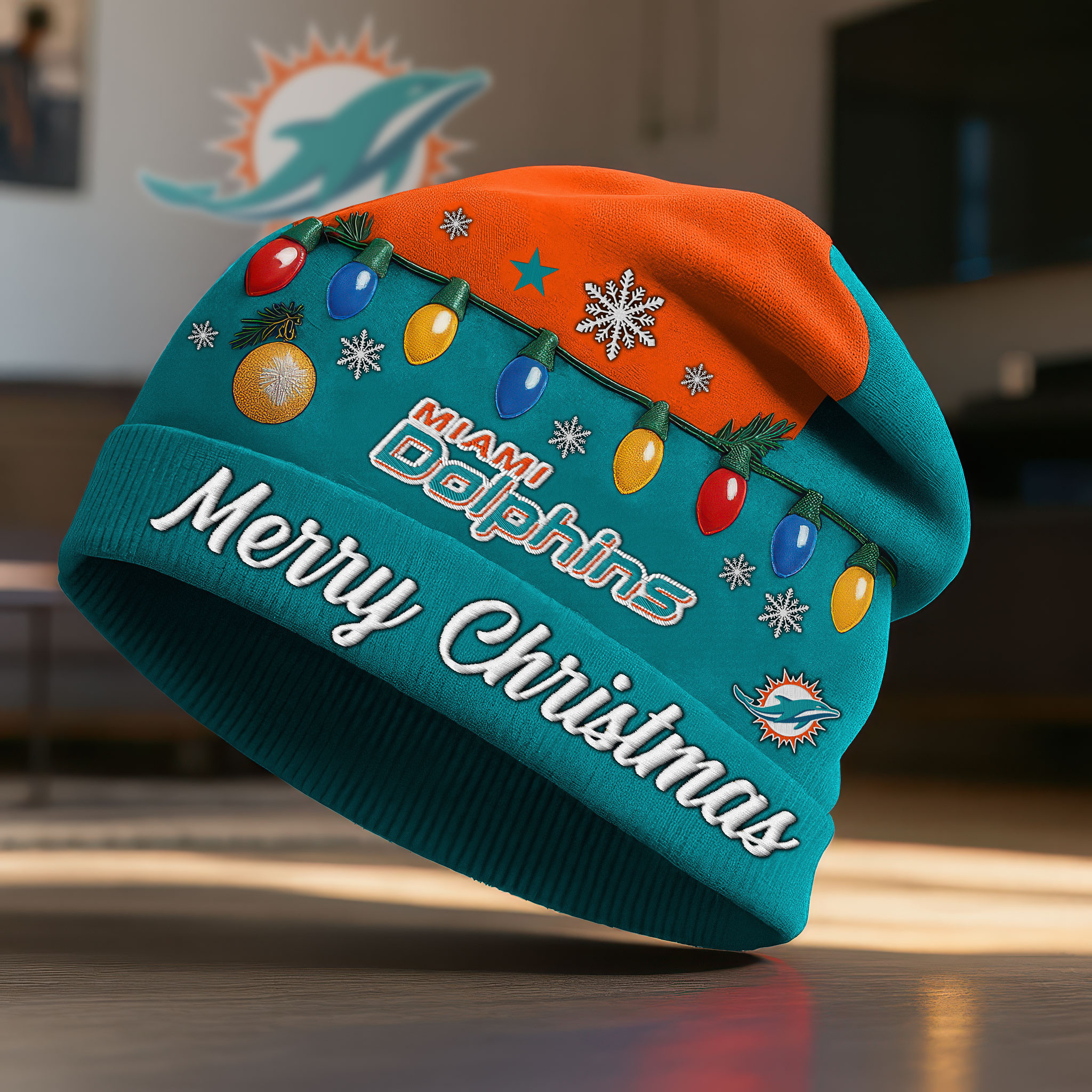 Miami Dolphins | Premium NFL Christmas Beanie Hat NY