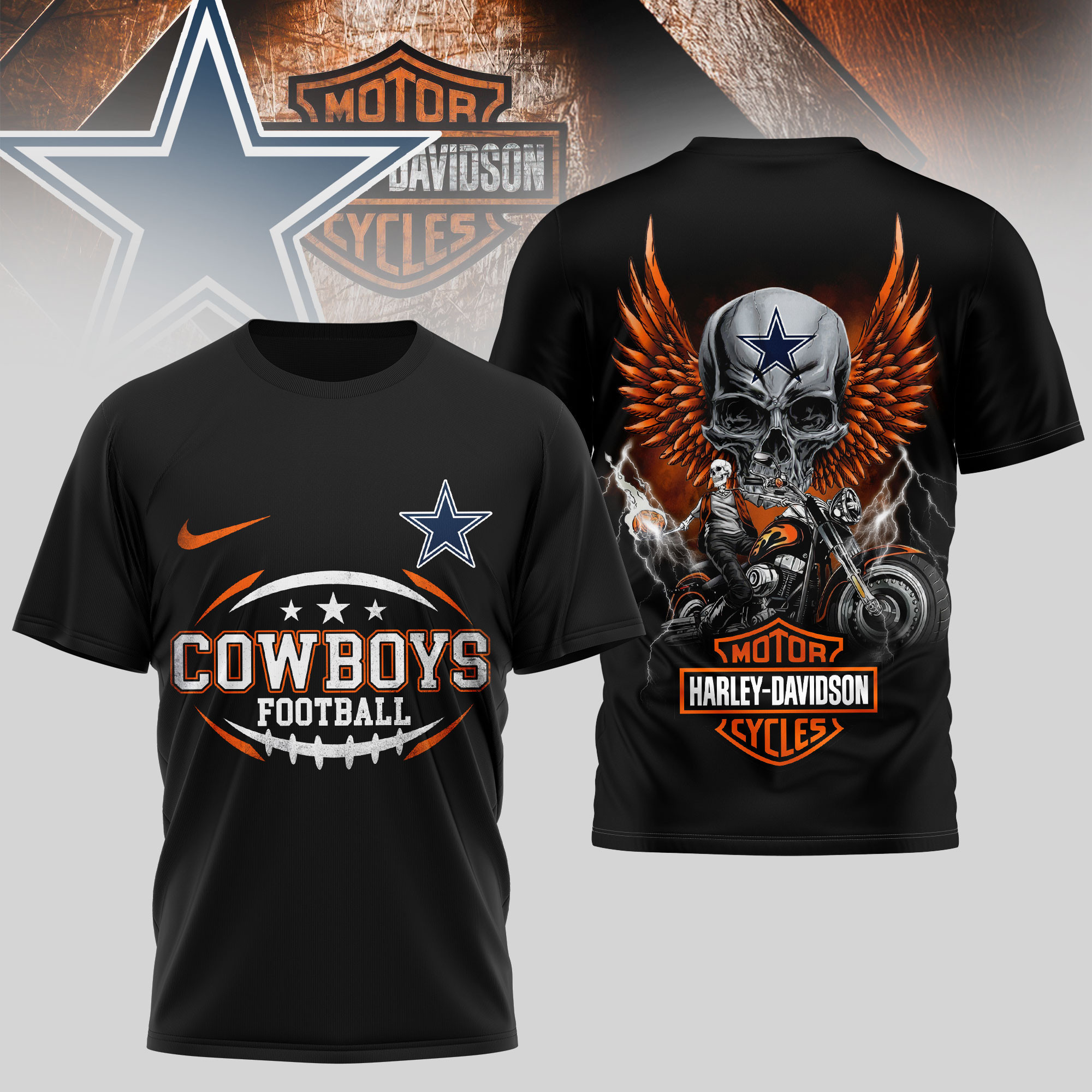 Dallas Cowboys | Premium NFL Harley Davidson 3D Shirt TD