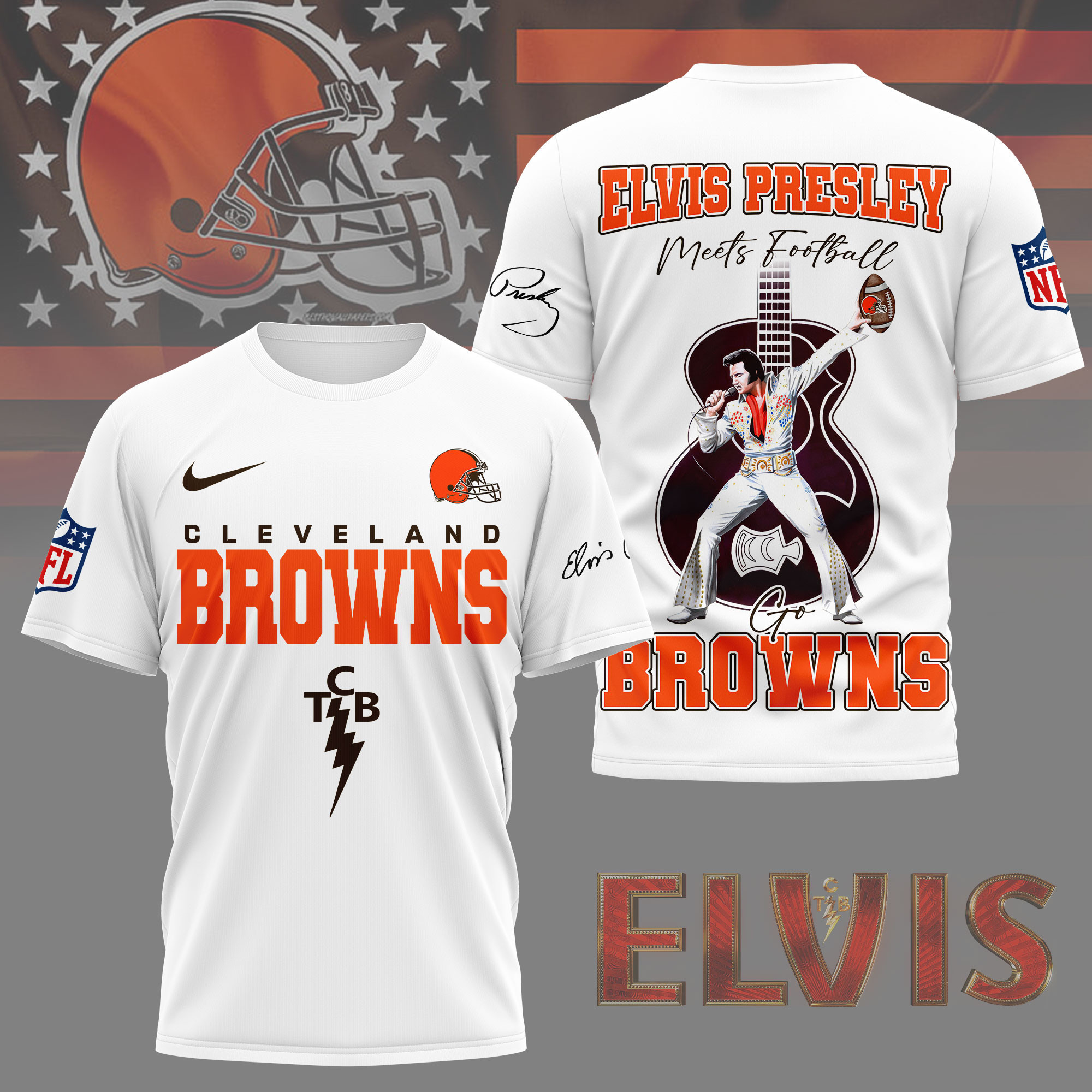 Cleveland Browns | Premium NFL Elvis Presley Fan 3D Shirt NY