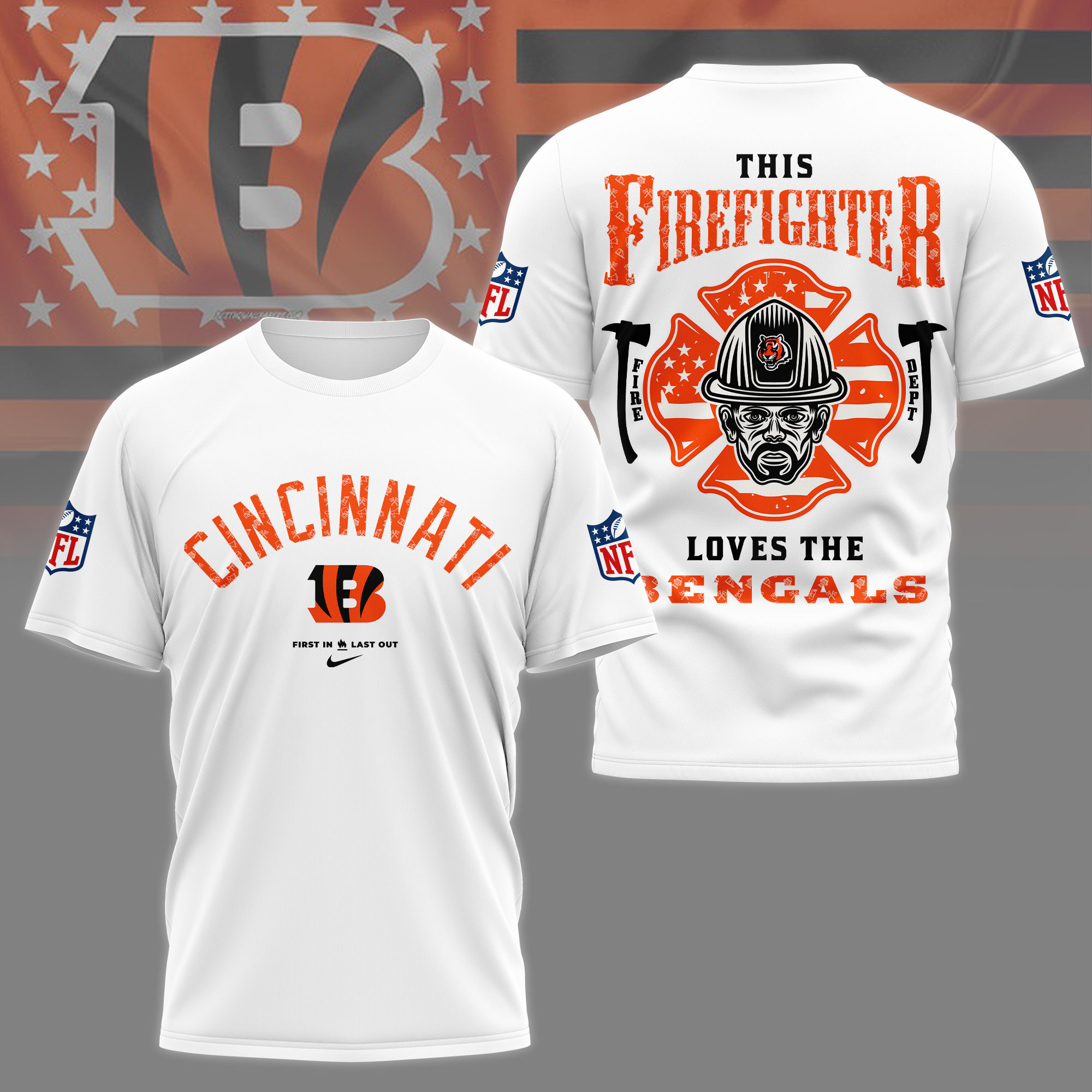Cincinnati Bengals | Premium NFL Firefighter Tribute 3D Shirt NY