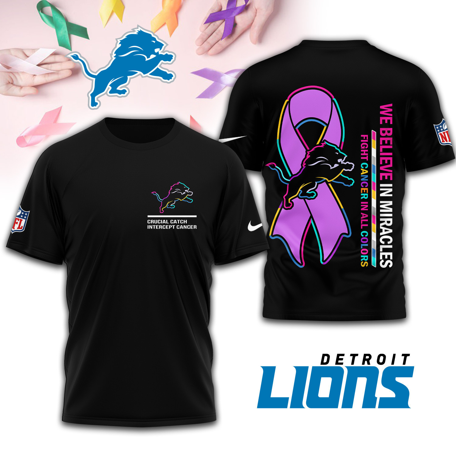 Detroit Lions | Premium NFL Crucial Catch 3D Shirt TD