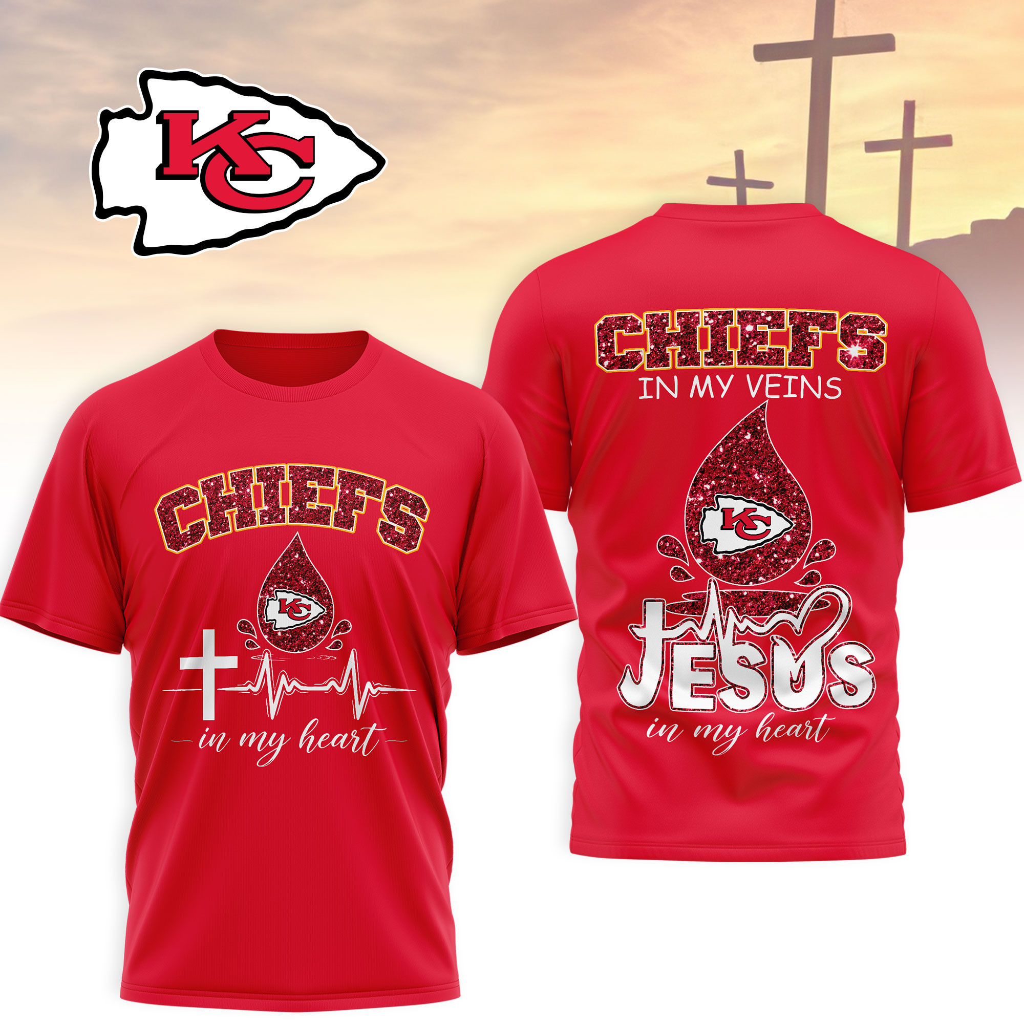 Kansas City Chiefs | Premium NFL Jesus In My Heart 3D Shirt NTH1