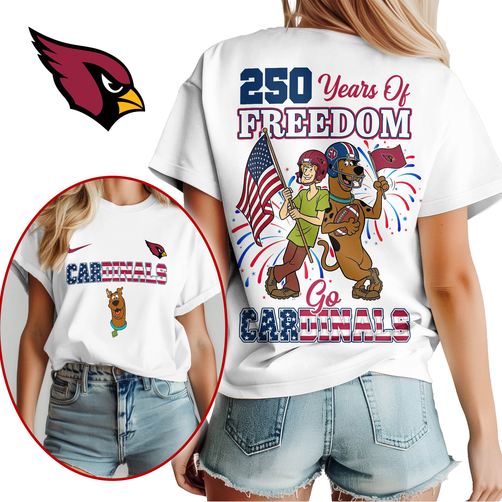 Arizona Cardinals | Premium NFL Scooby Doo Celebrates 250th Anniversary 3D Shirt NP