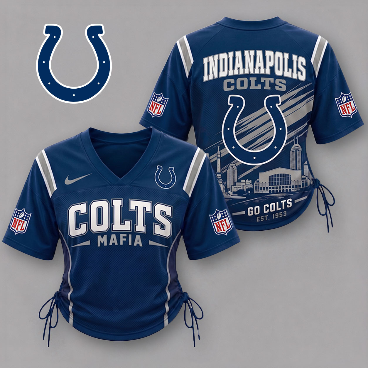 Indianapolis Colts| Premium NFL Game Day Women Lace-Up Jersey Shirt NY