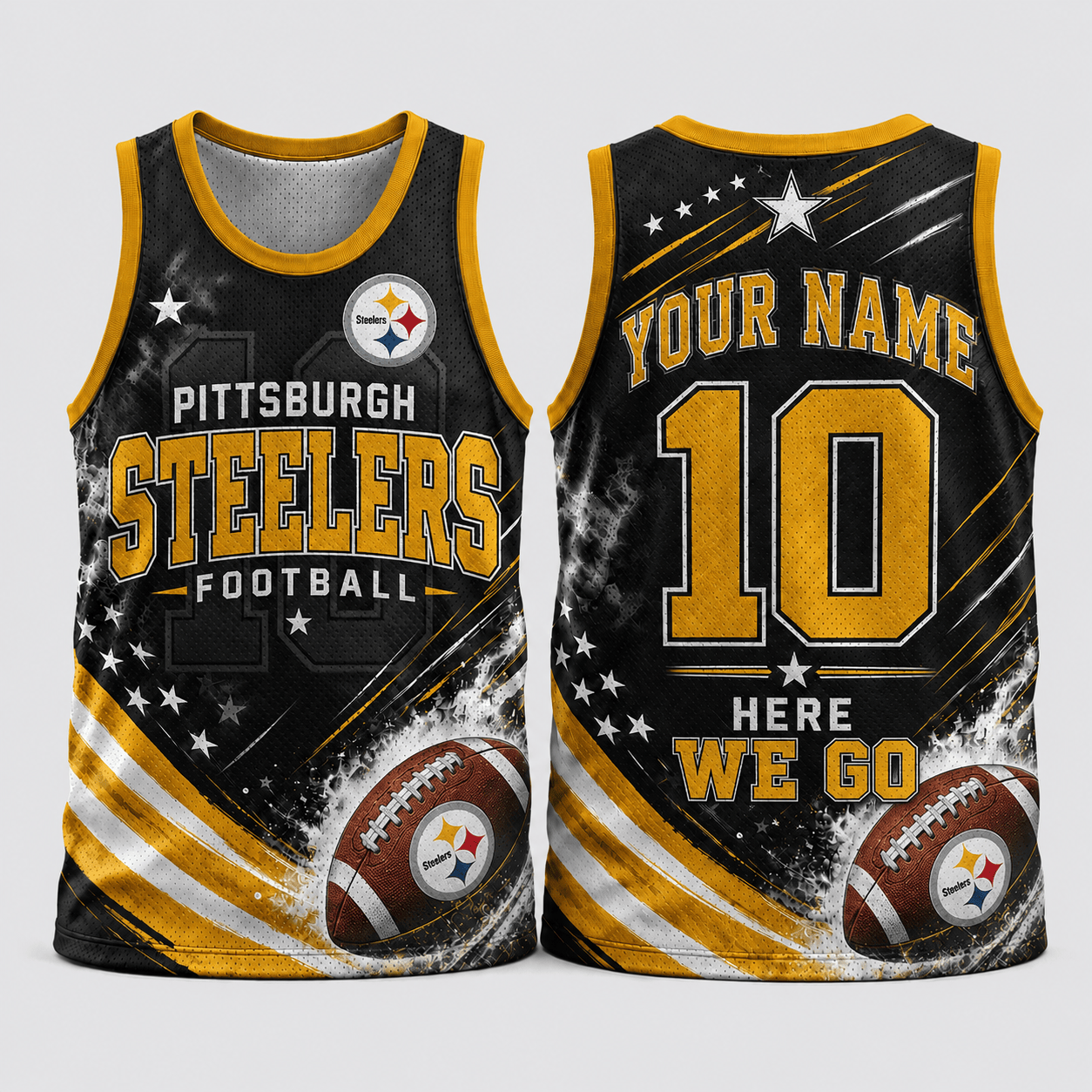 Pittsburgh Steelers | Premium NFL Custom Name & Number Football Tank Top for Loyal Fans and Game Day Pride TD