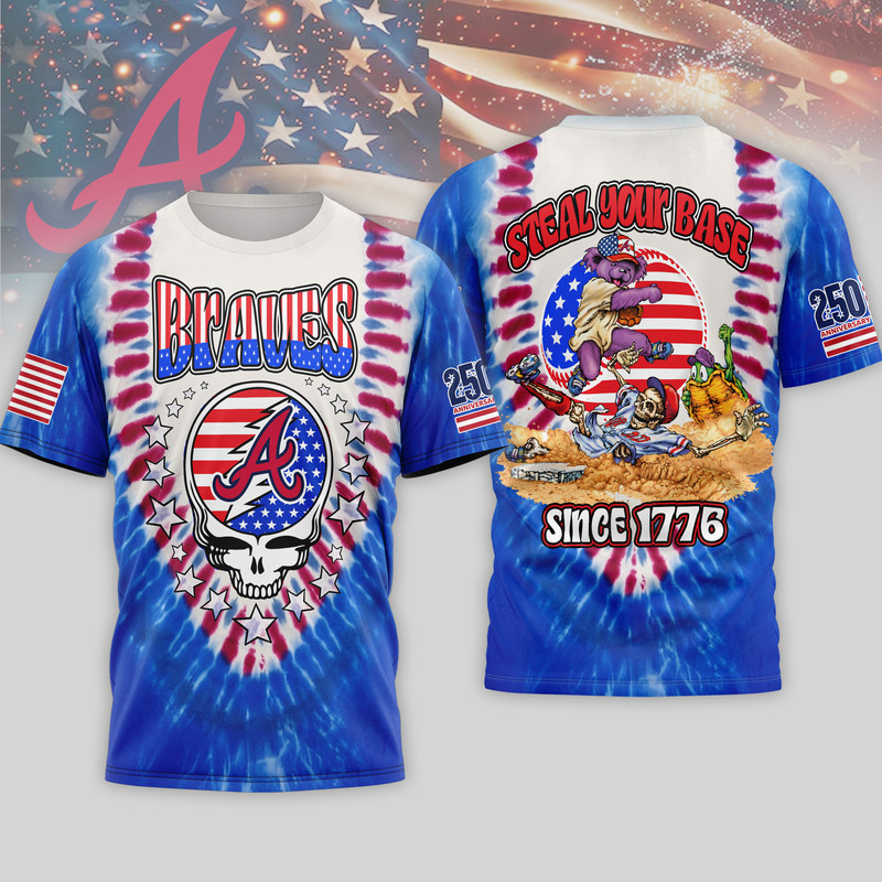 Atlanta Braves | Premium MLB Grateful Dead 250 Years Of America 3D Shirt HY