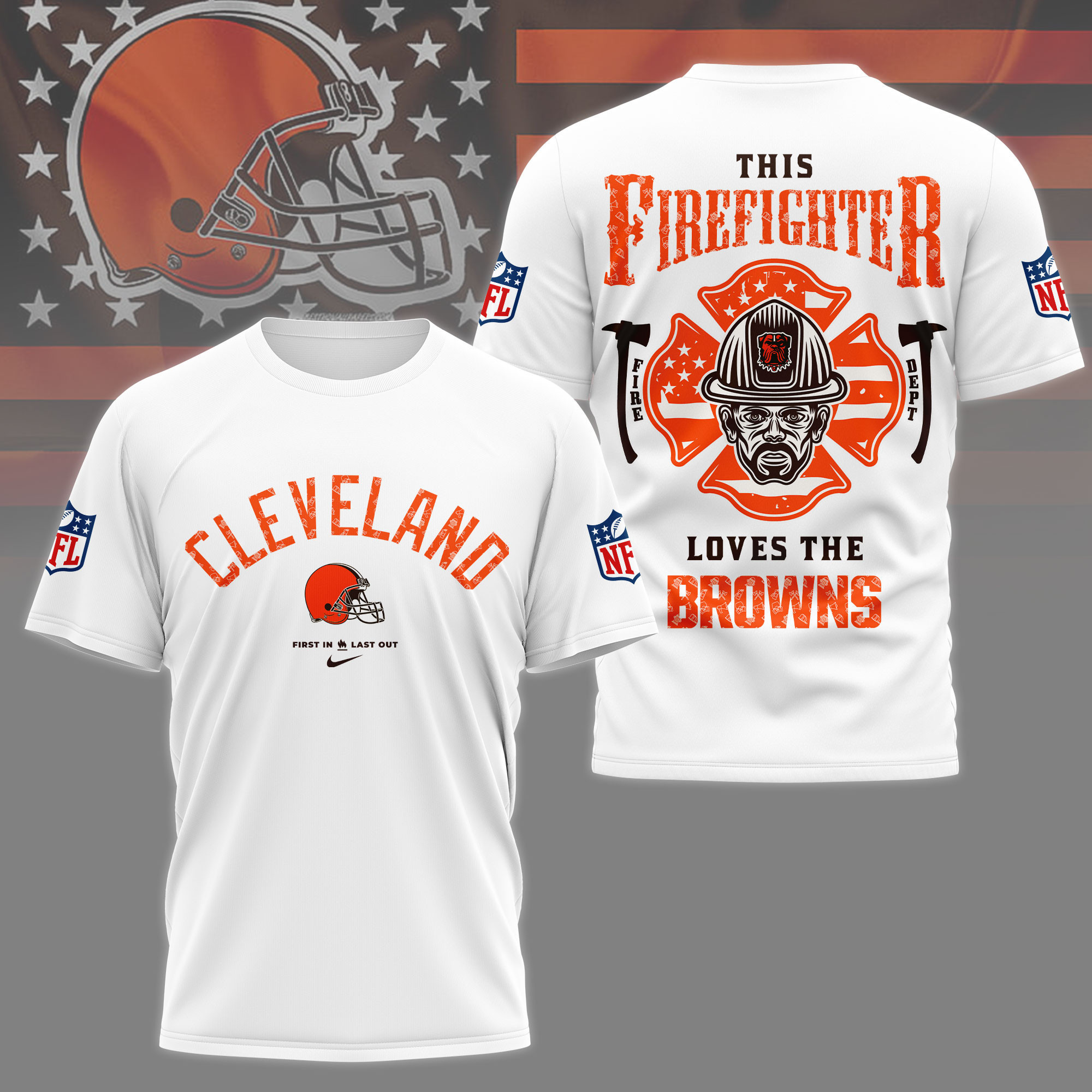 Cleveland Browns | Premium NFL Firefighter Tribute 3D Shirt NY