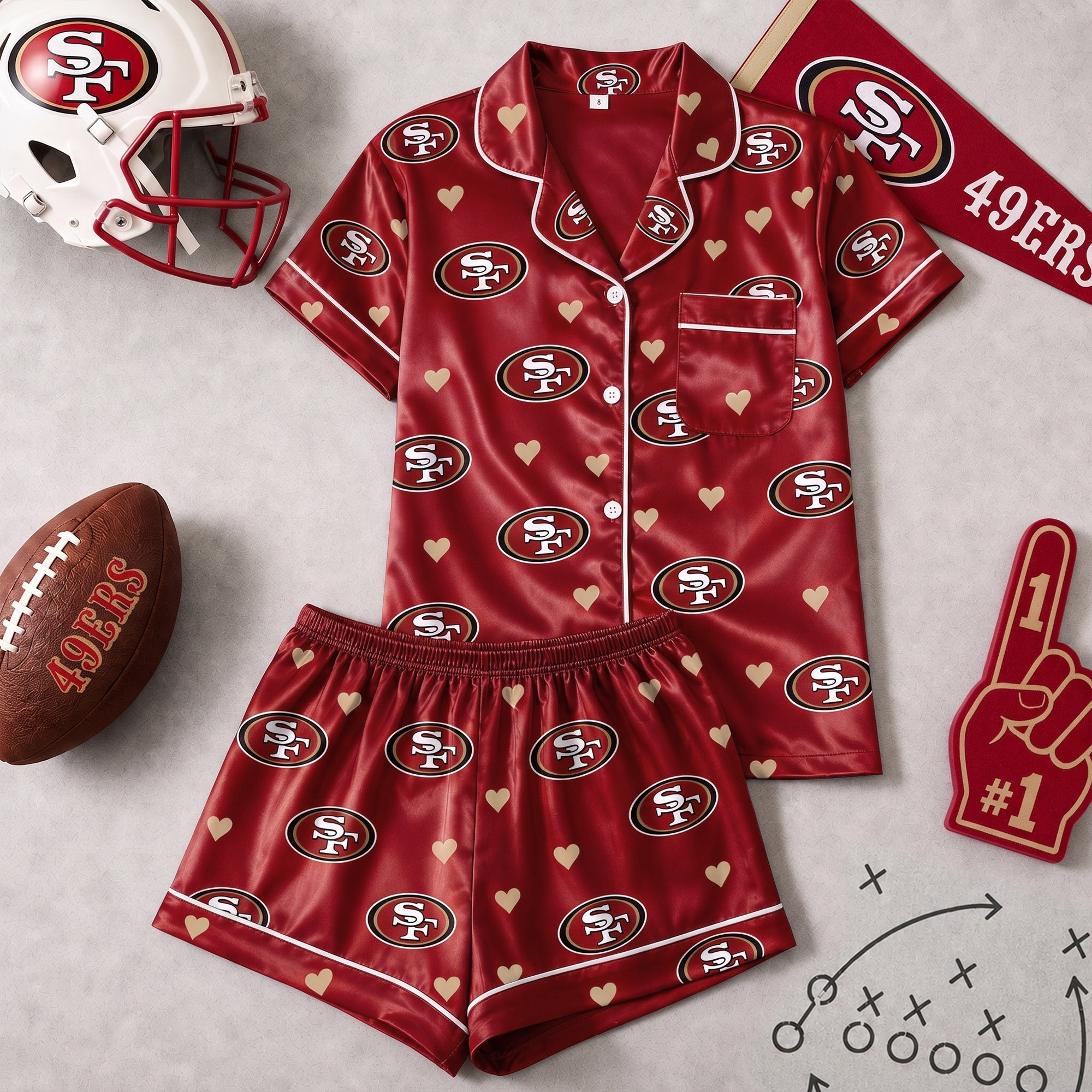 San Francisco 49ers | Premium NFL Love Satin Pajamas Set NY