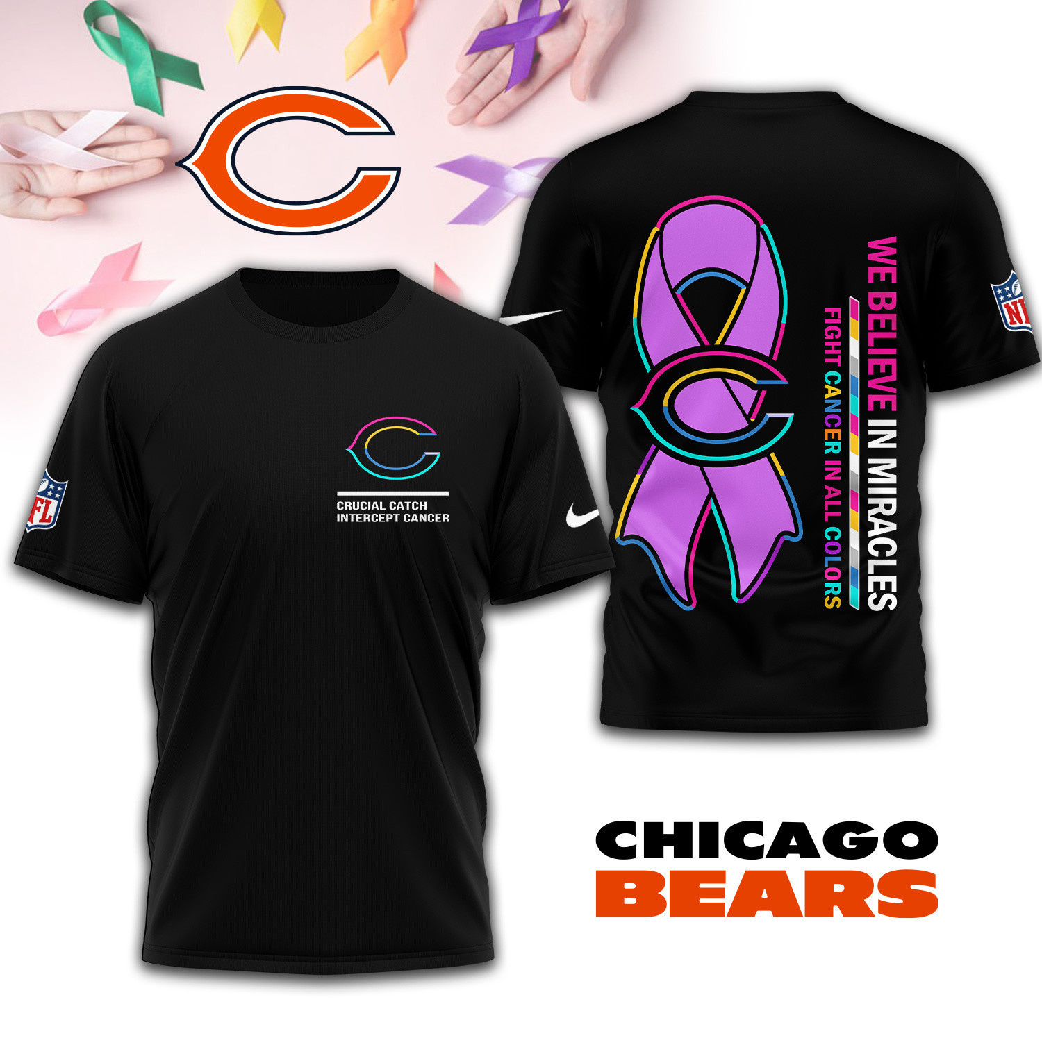 Chicago Bears | Premium NFL Crucial Catch 3D Shirt TD