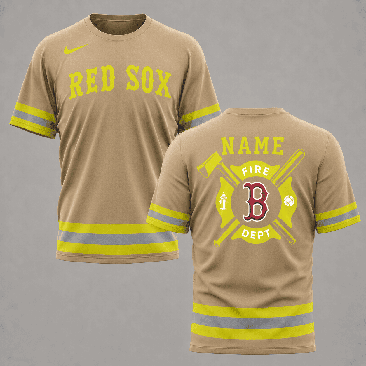Boston Red Sox | MLB x Personalized Firefighters Hi-vis 3D Shirt