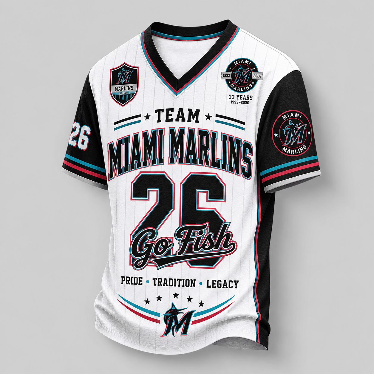 Miami Marlins | Premium MLB Legacy Pride V-Neck Jersey