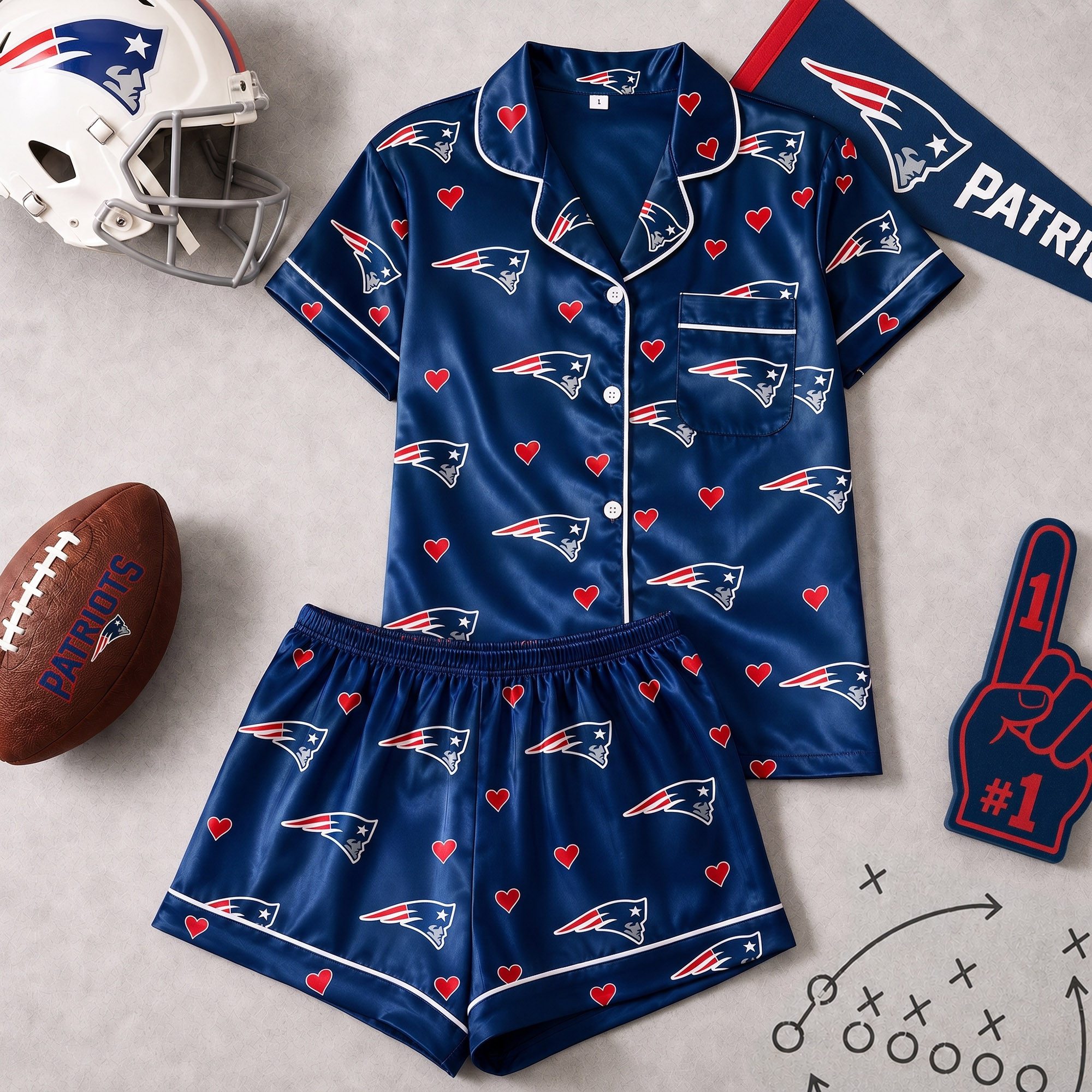 New England Patriots | Premium NFL Love Satin Pajamas Set NY