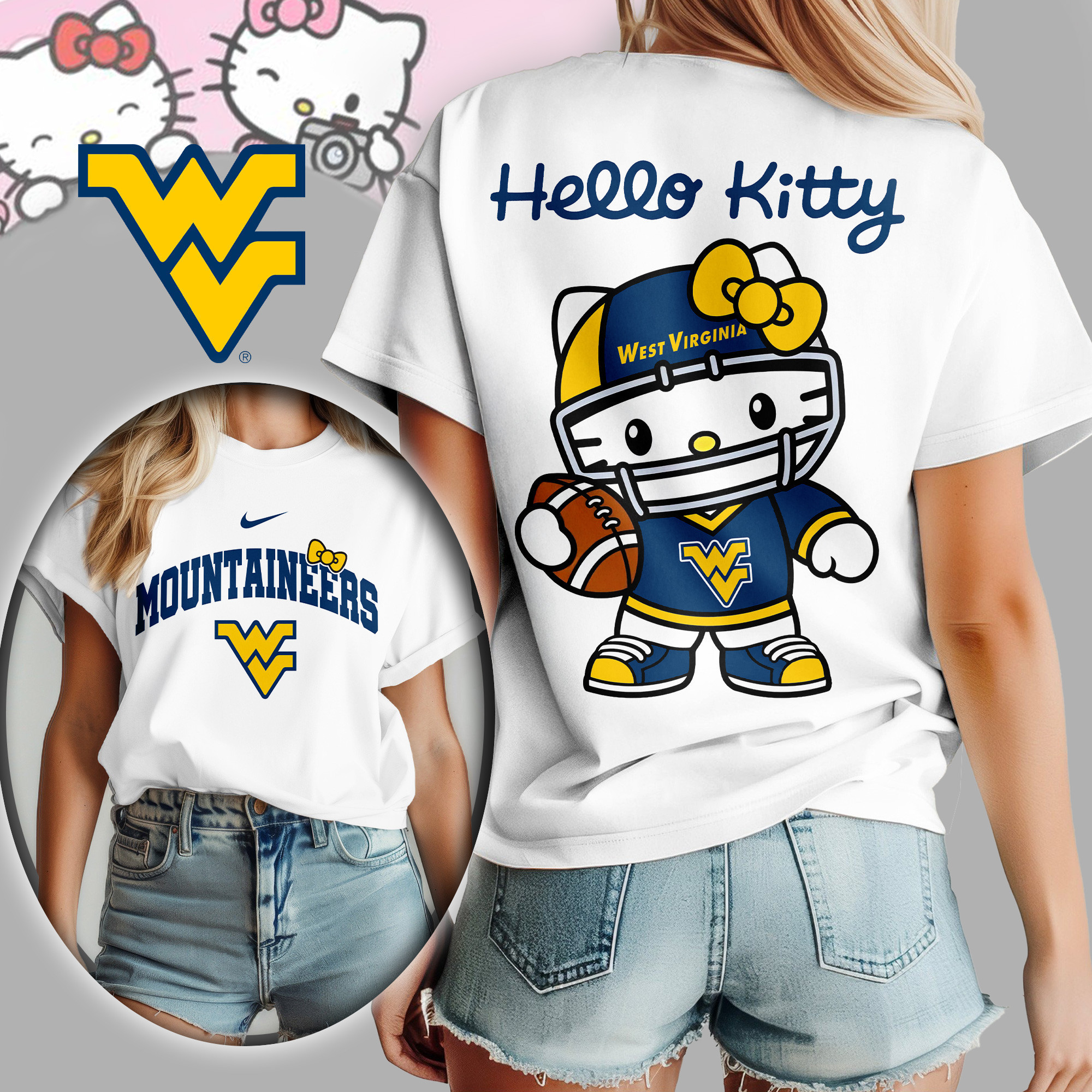 West Virginia Mountaineers | Premium NCAA Hello Kitty Women's Shirt TD
