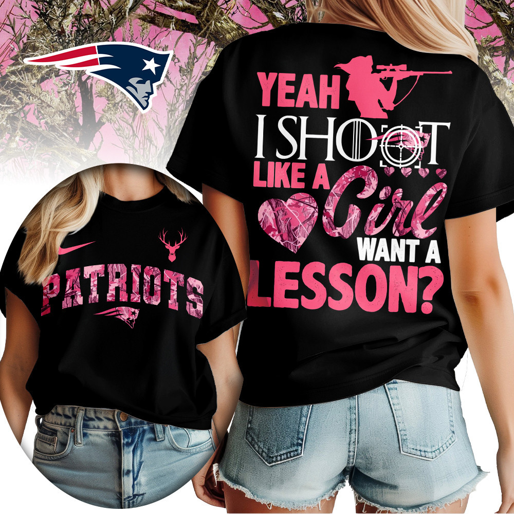 New England Patriots | Premium NFL Shoot Like A Girl Women Shirt TD
