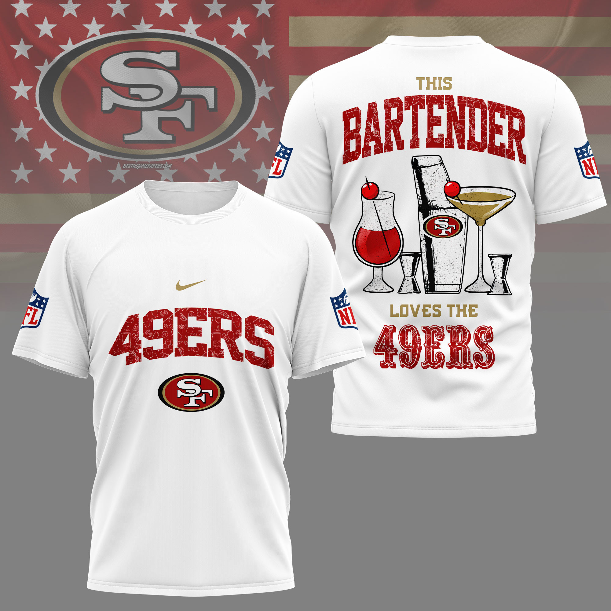 San Francisco 49ers | Premium NFL Bartender Fan 3D Shirt NY