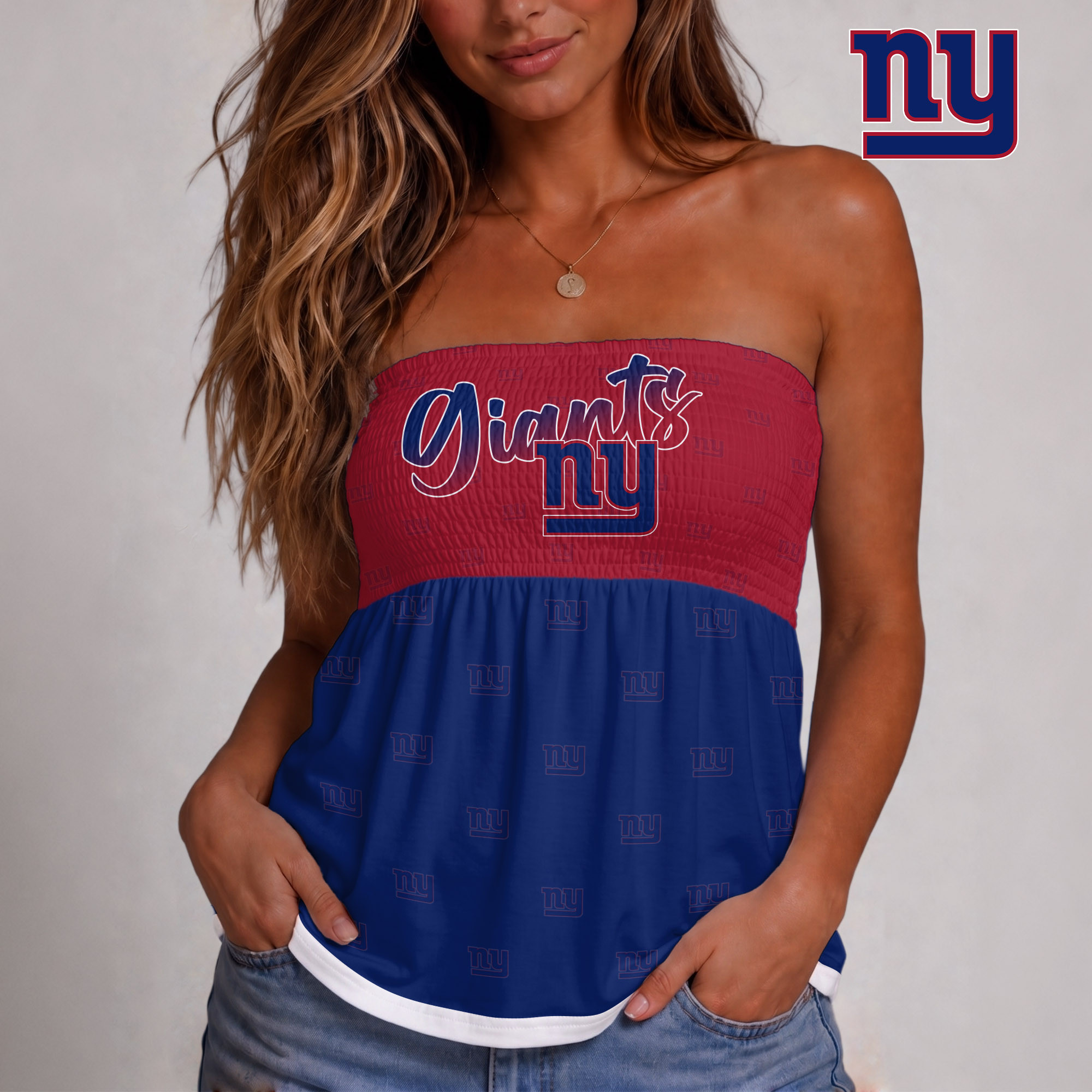 New York Giants| Premium NFL Vintage Strapless Top Long Sleeveless NY