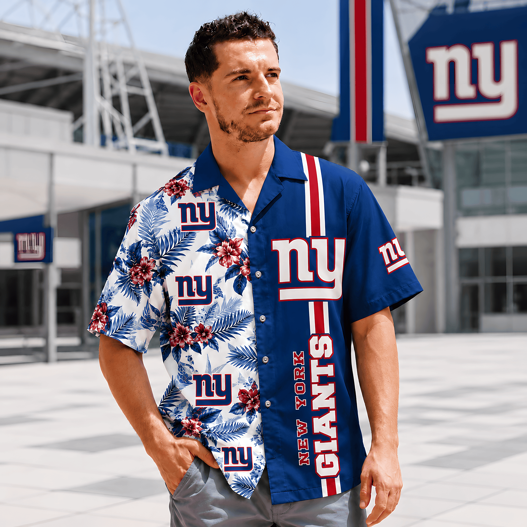 New York Giants | Premium NFL Gridiron Paradise Hawaiian Shirt NTH1
