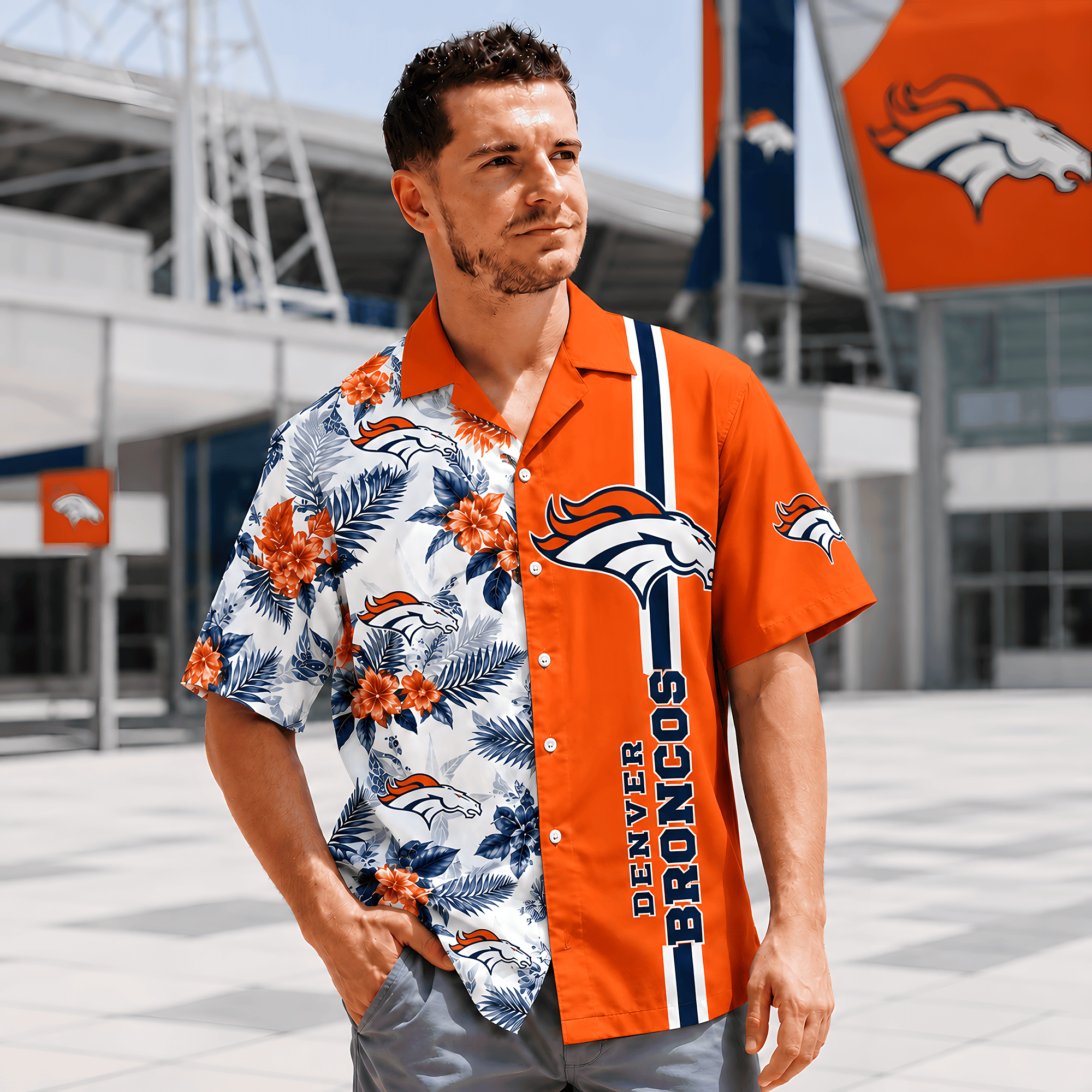 Denver Broncos | Premium NFL Gridiron Paradise Hawaiian Shirt NTH1