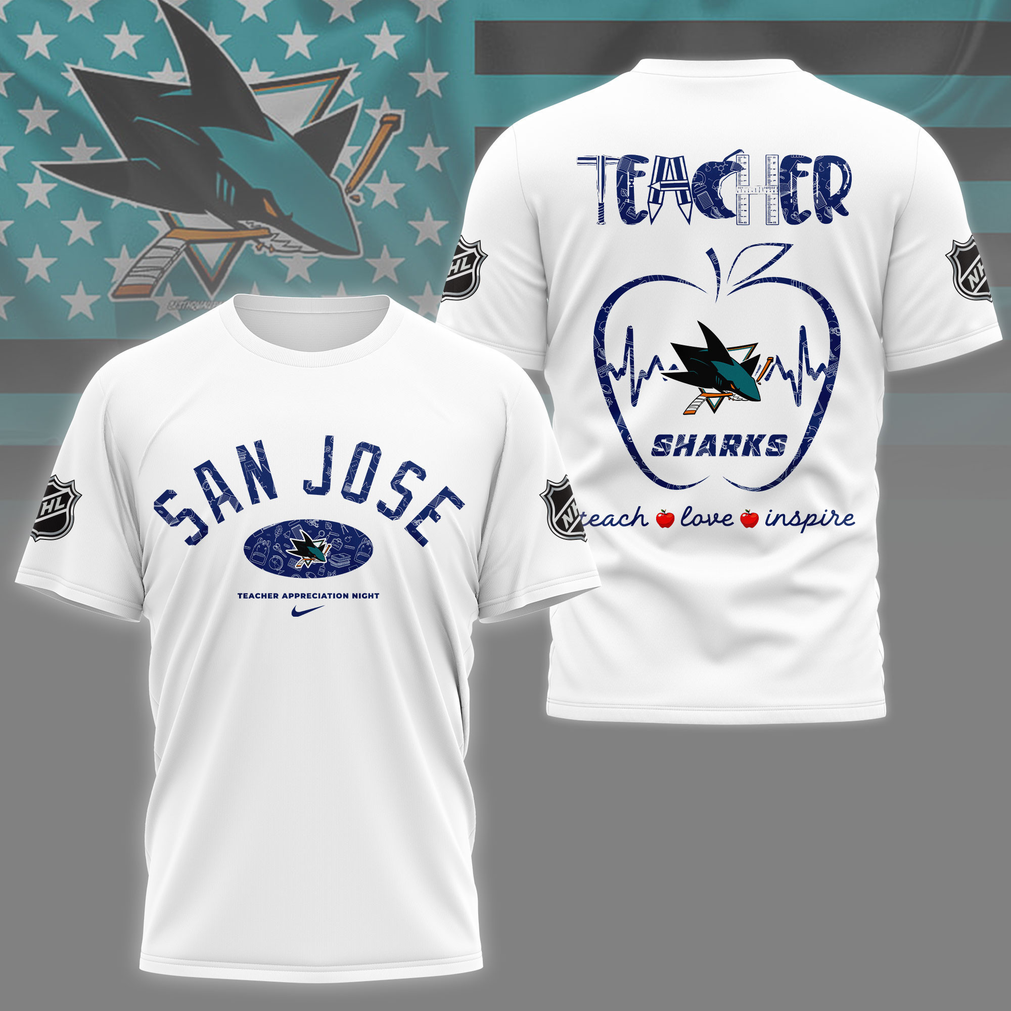 San Jose Sharks | Premium NHL Teacher Appreciation Day 3D Shirt NY